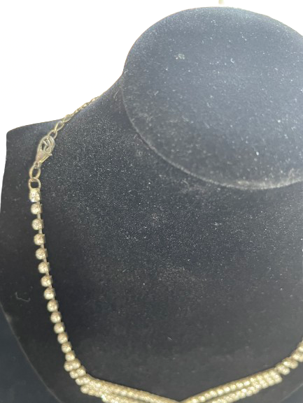 rhinestone necklace showing vintage clasp