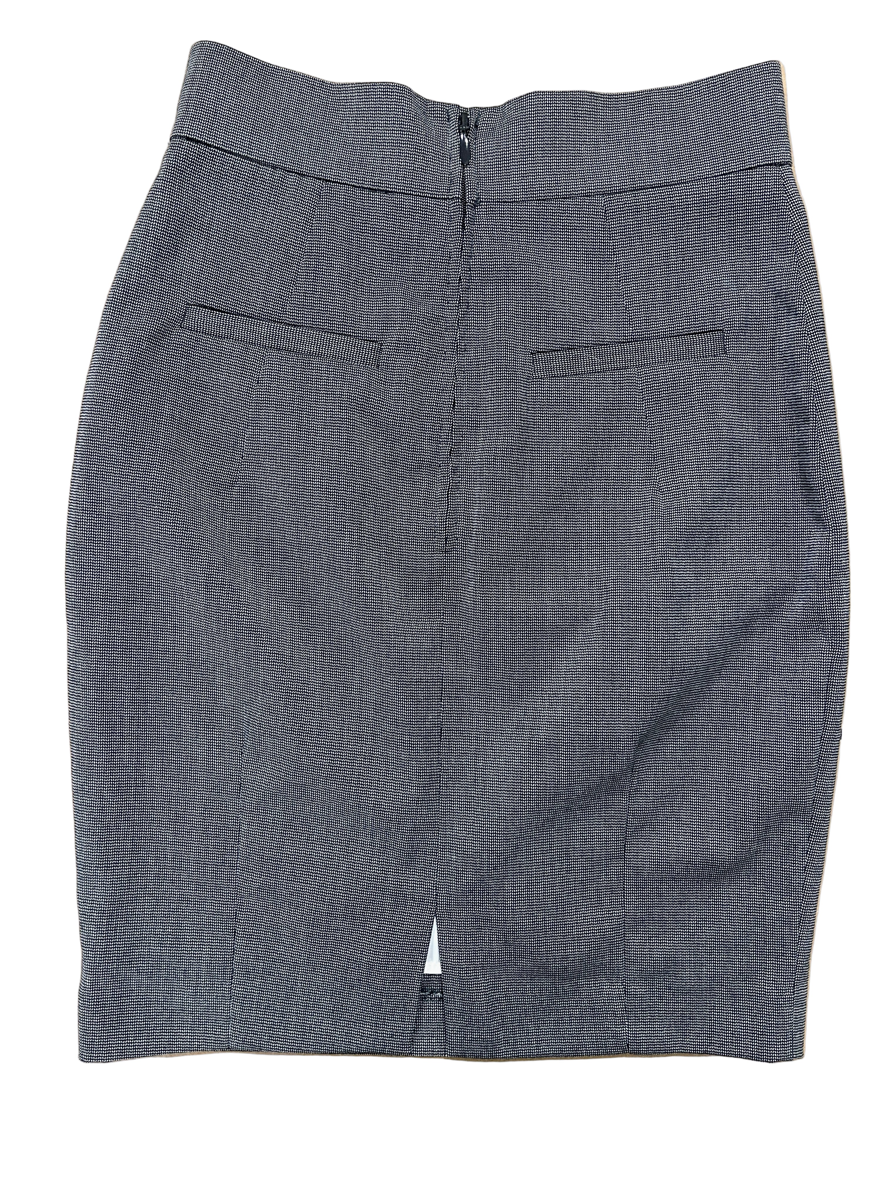 H&M dark grey micro houndstooth pencil skirt back