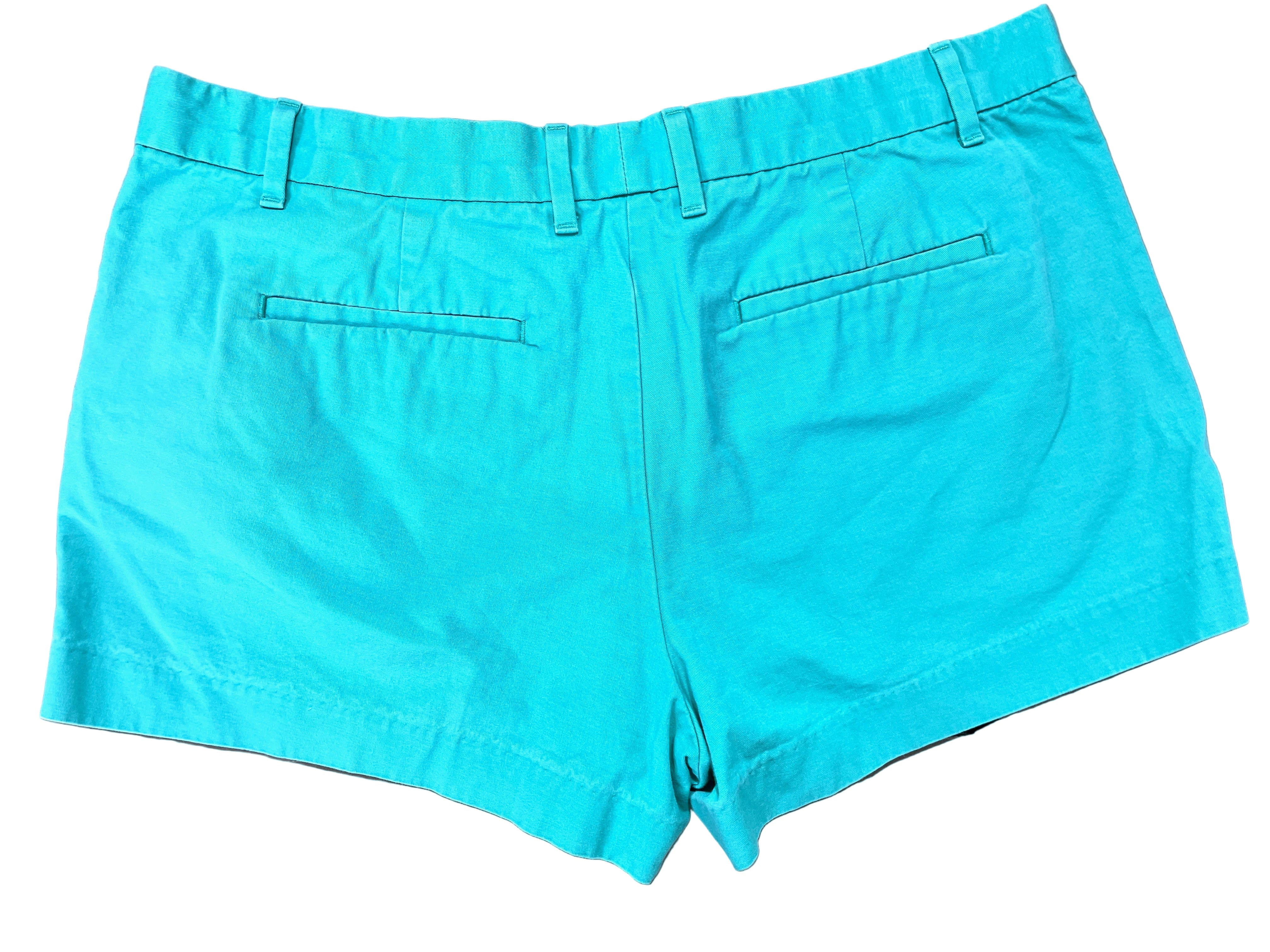 Back view of GAP Khakis green summer shorts with welt pockets