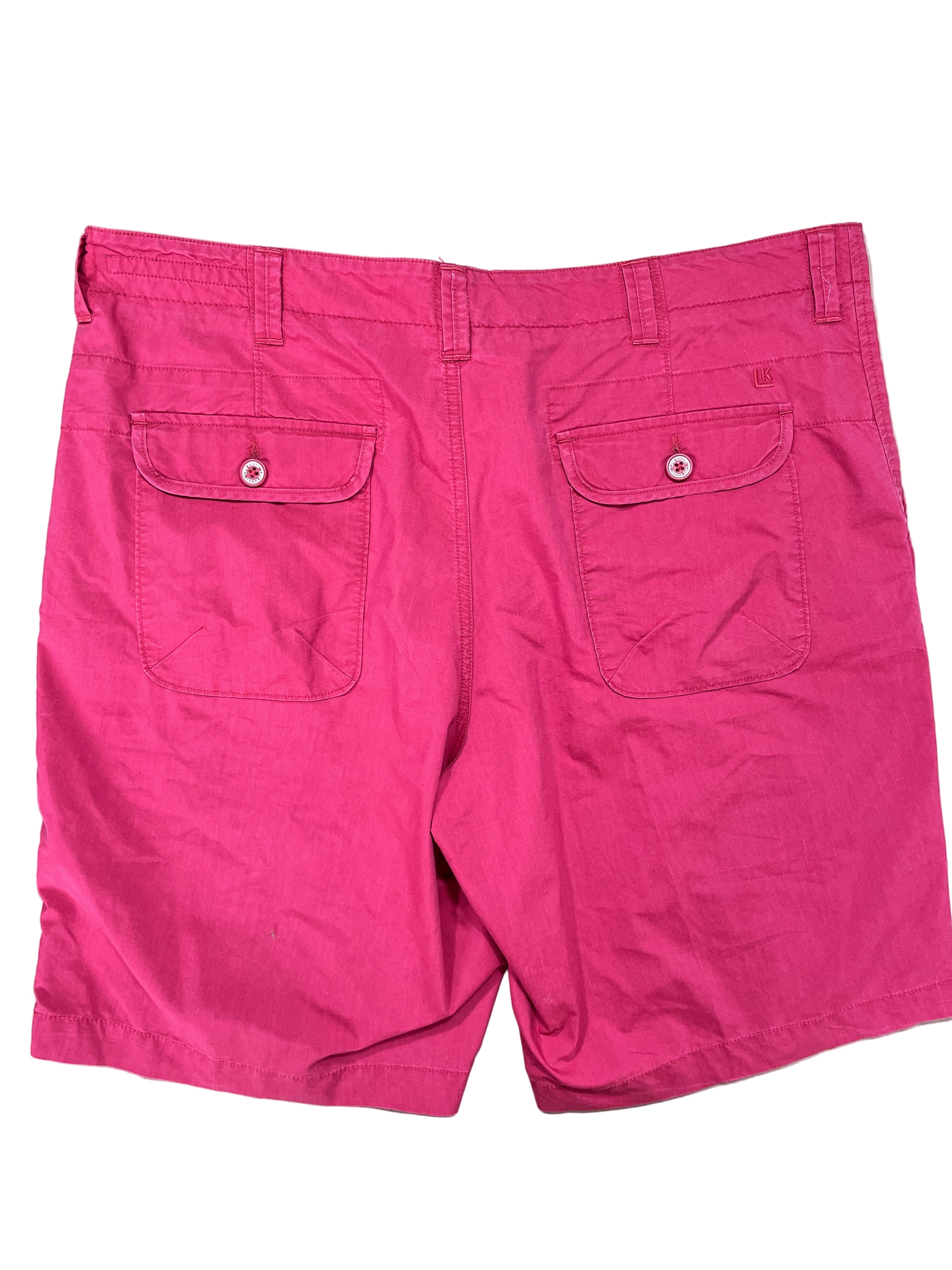 Back view of Haggar Life Khaki red shorts with button-flap pockets