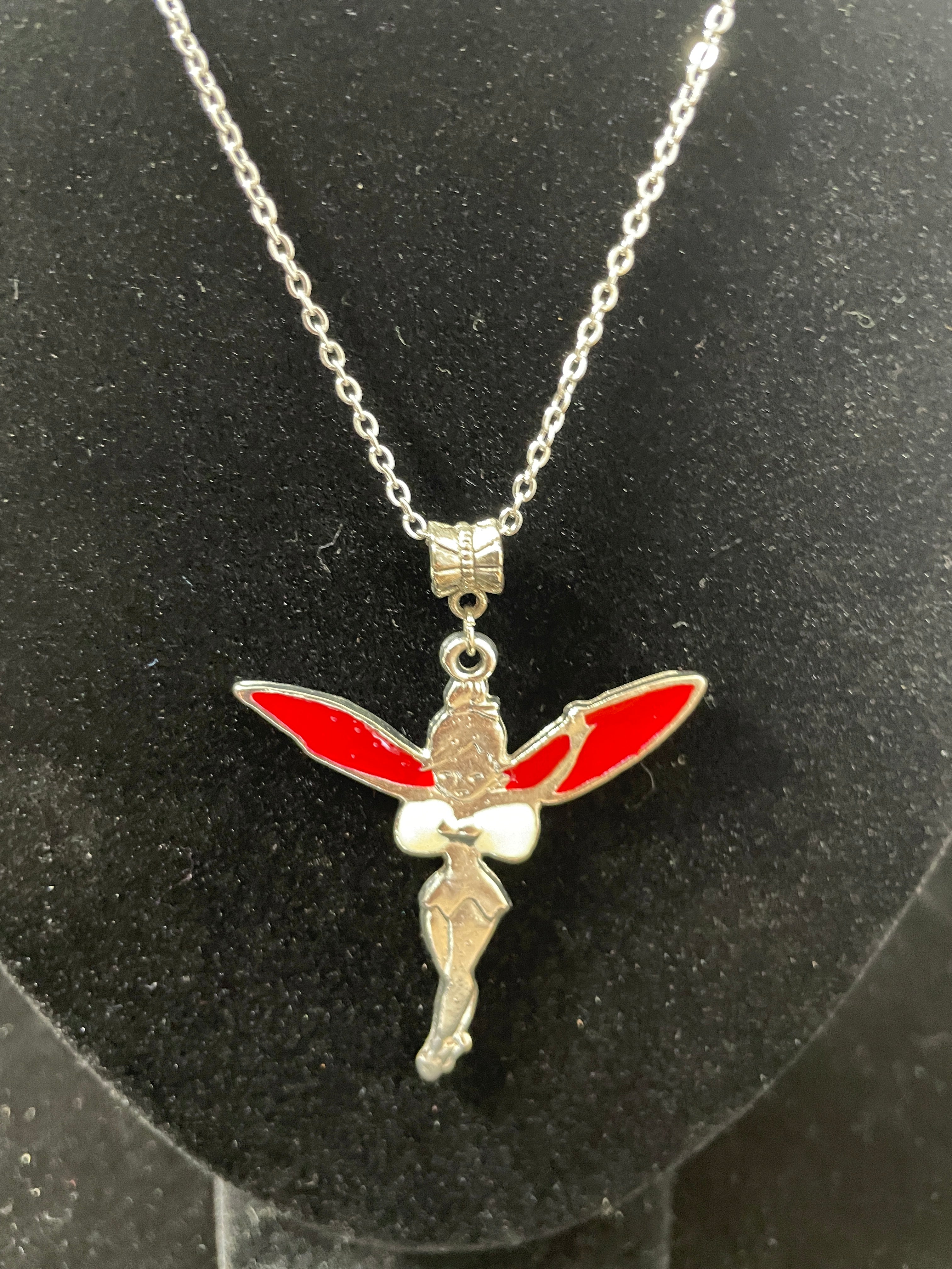Fairy necklace with red wings pendant