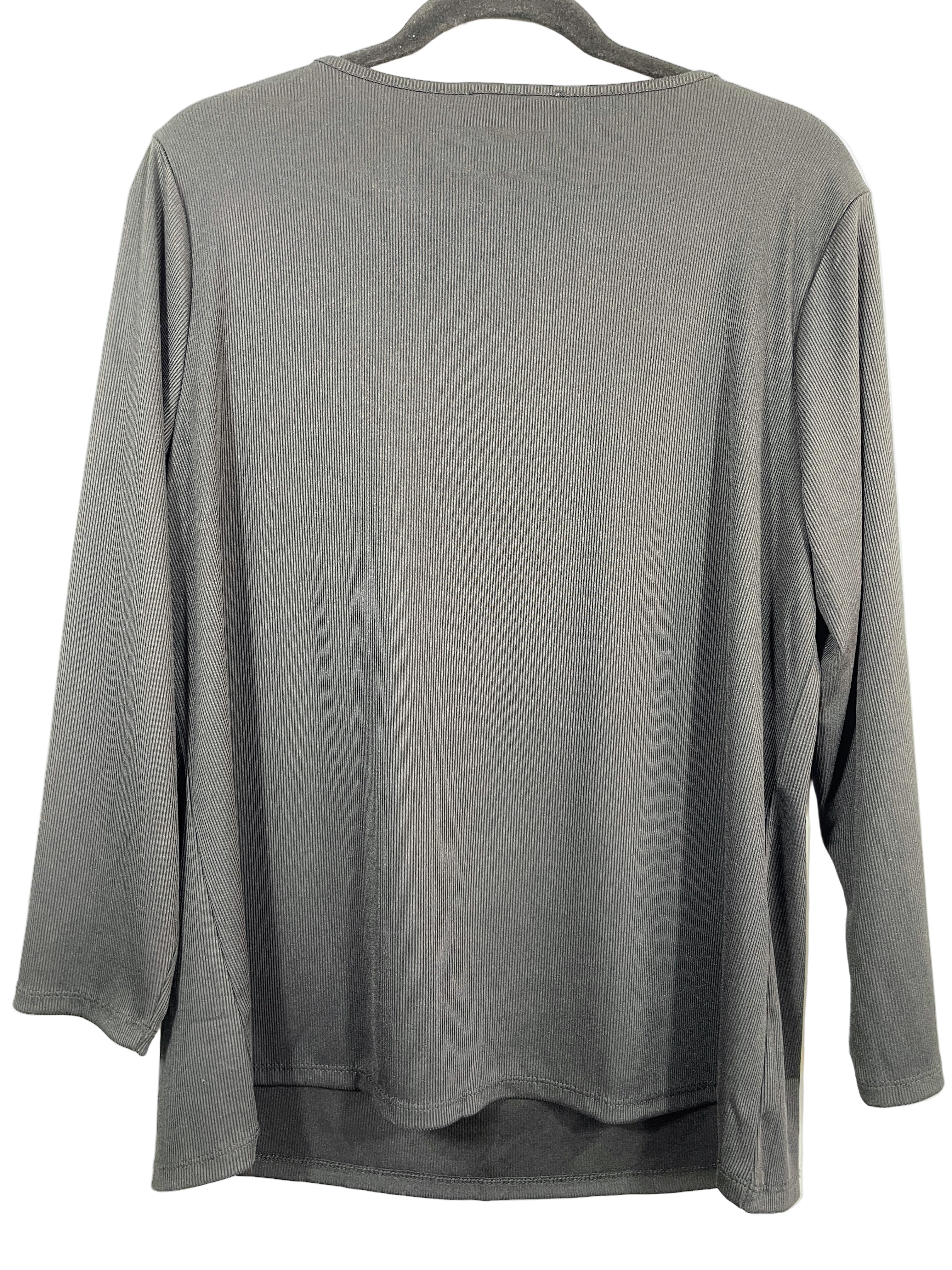 Nine West black ribbed long sleeve top back view