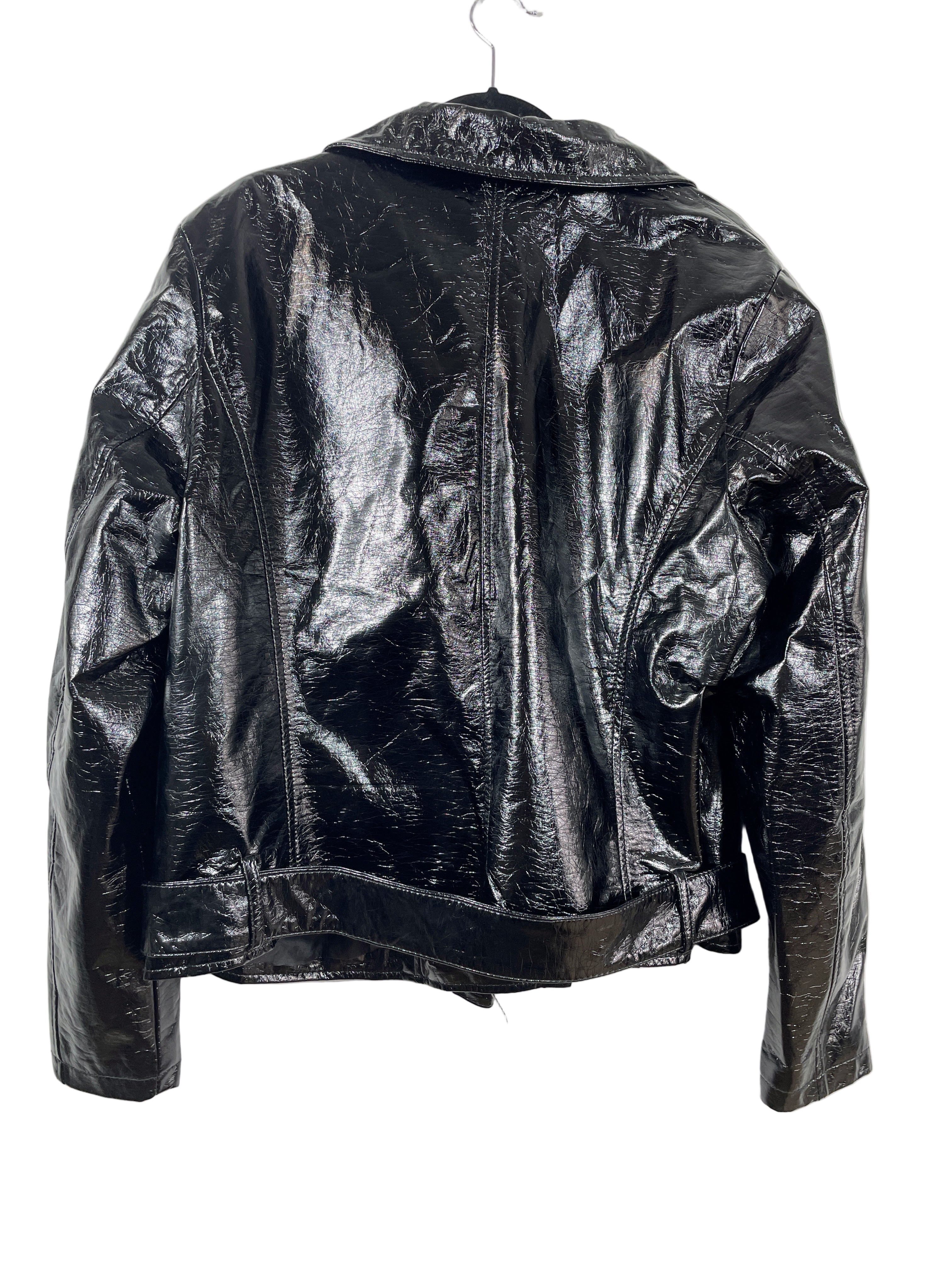 Forever 21 Plus black PVC jacket back view