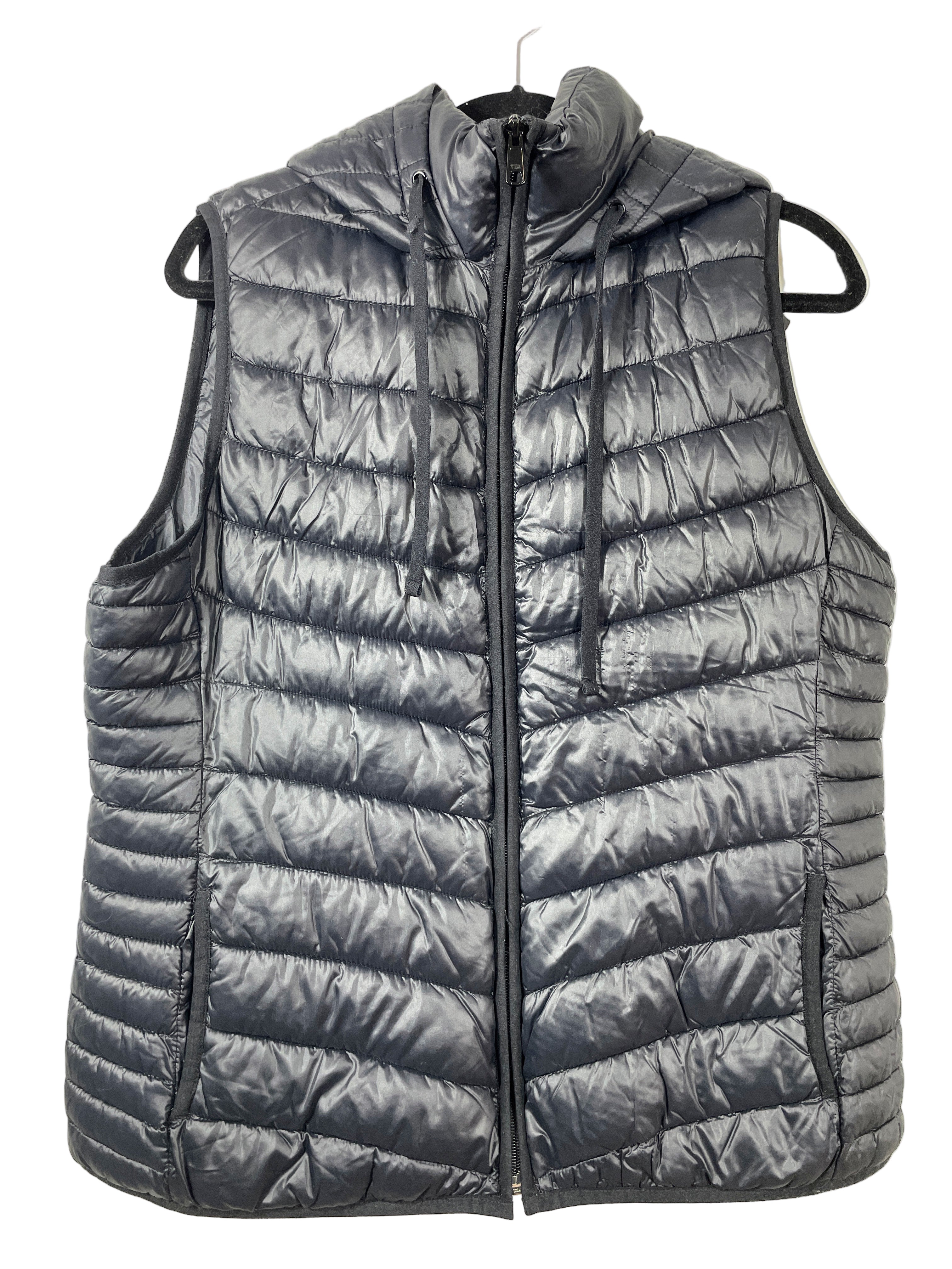 Old Navy Active black puffer vest with hood front view
