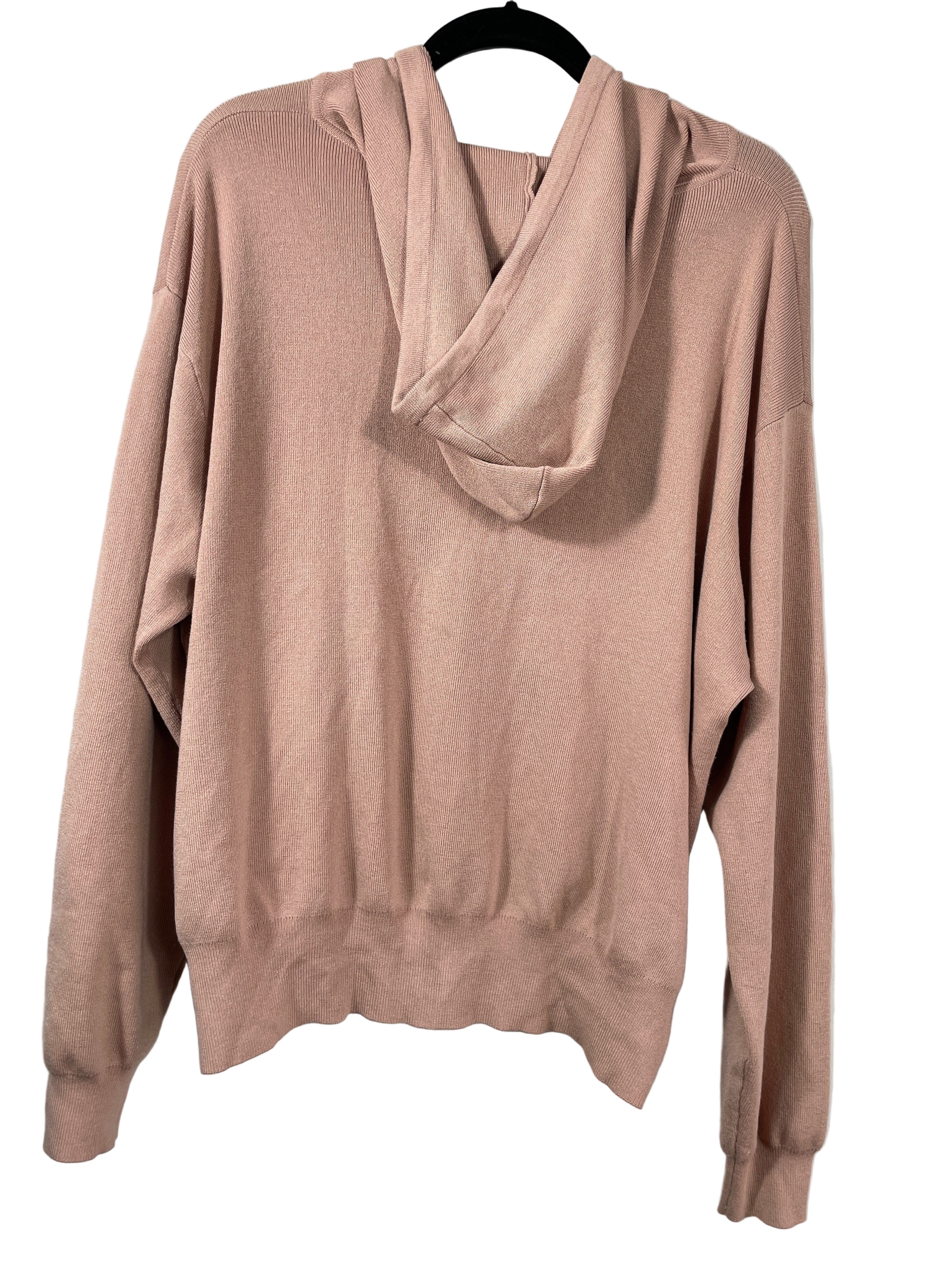 H&M Basics beige knit zip up hoodie back view