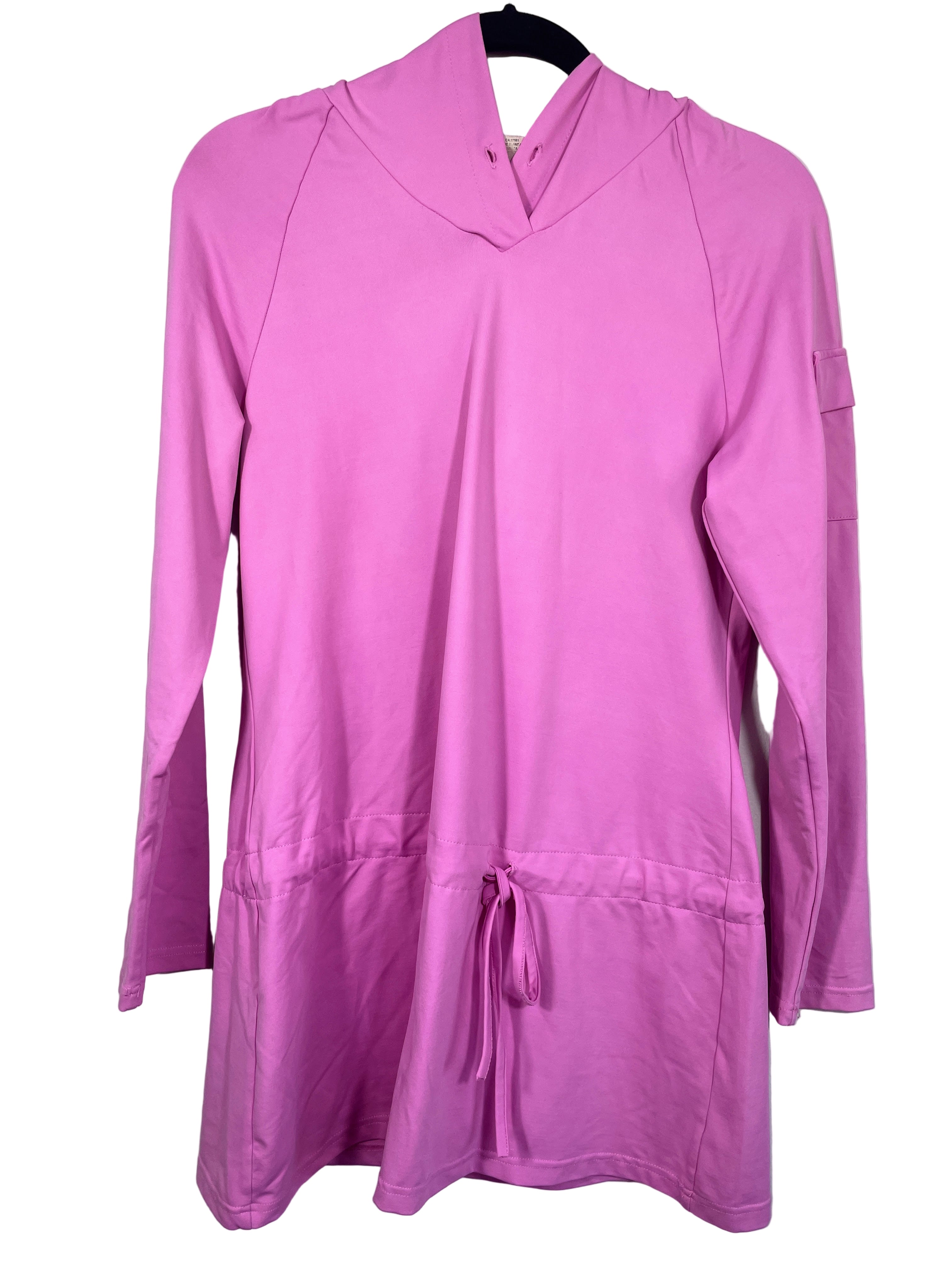 pink hooded active pullover size large front view