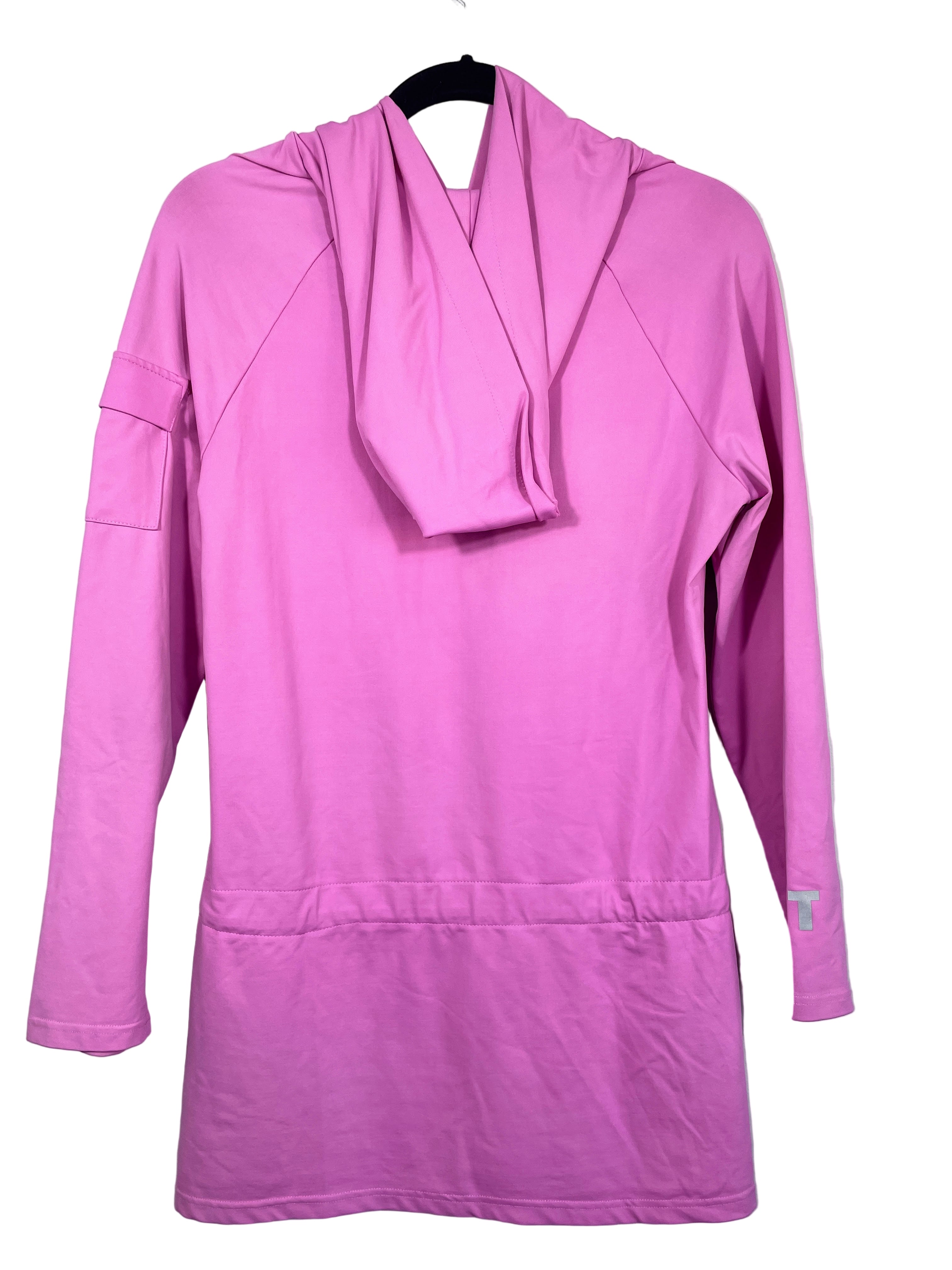 pink hooded active pullover size large back view
