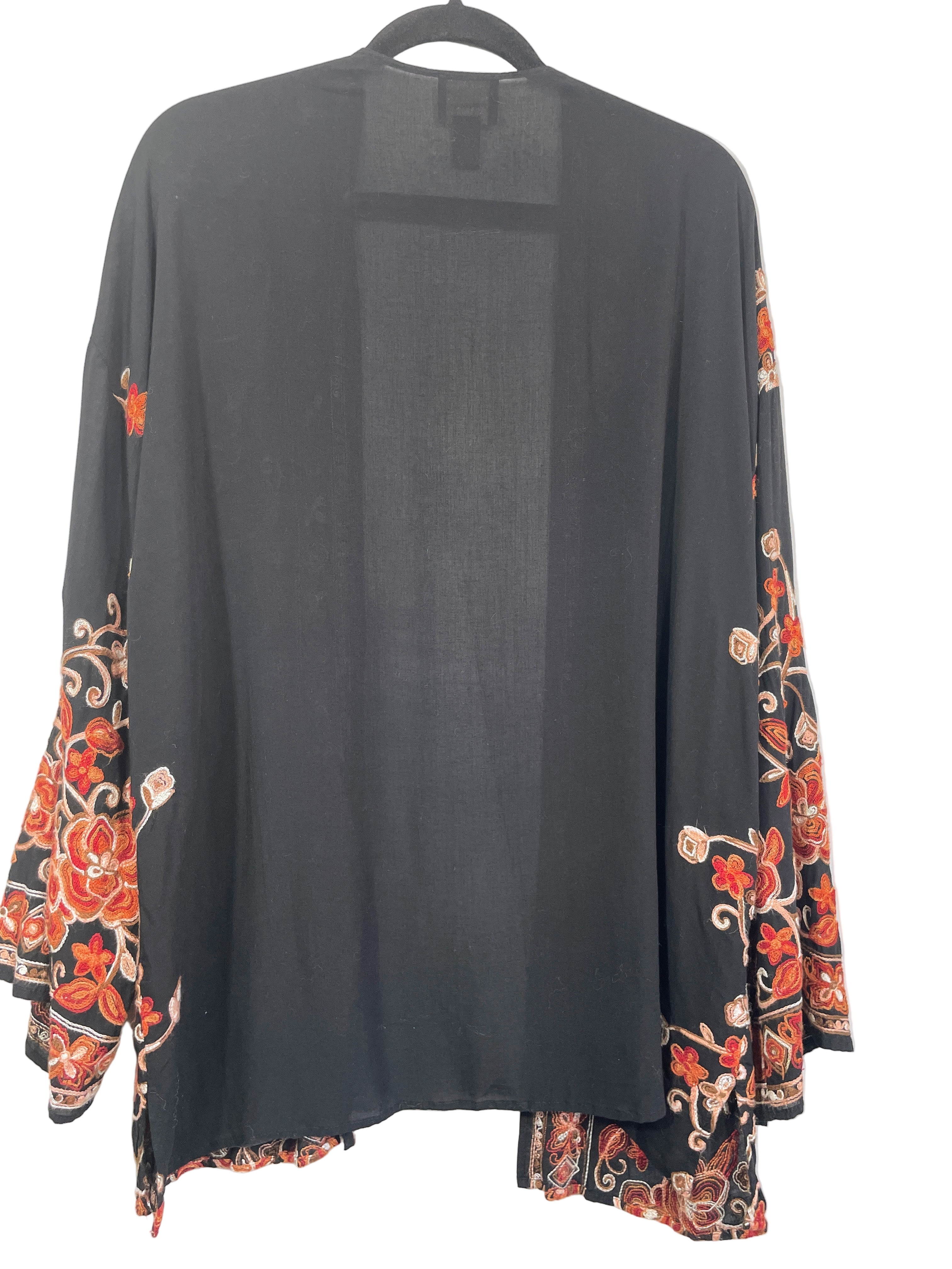 forever 21 black floral cardigan size xl back view