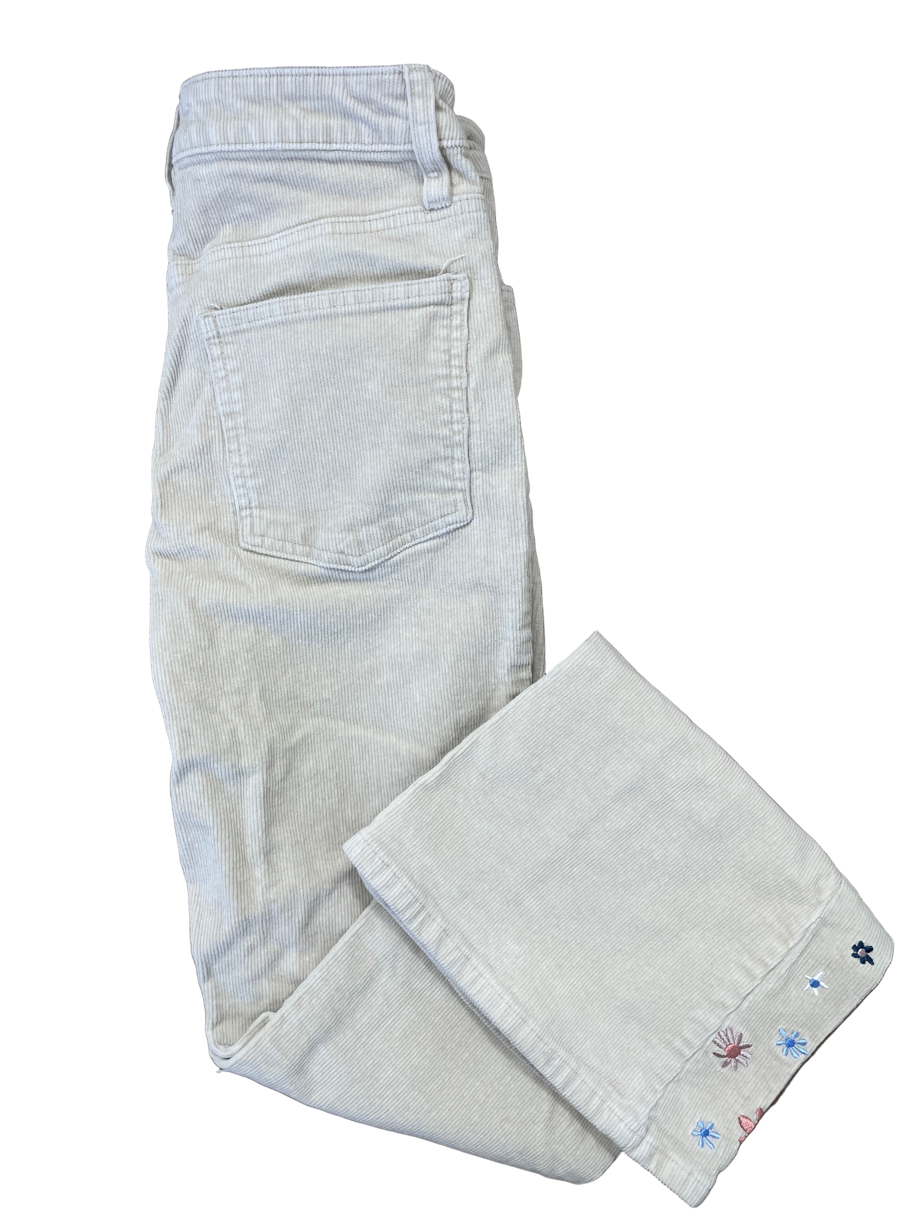 forever 21 cream corduroy embroidered pants size medium folded view