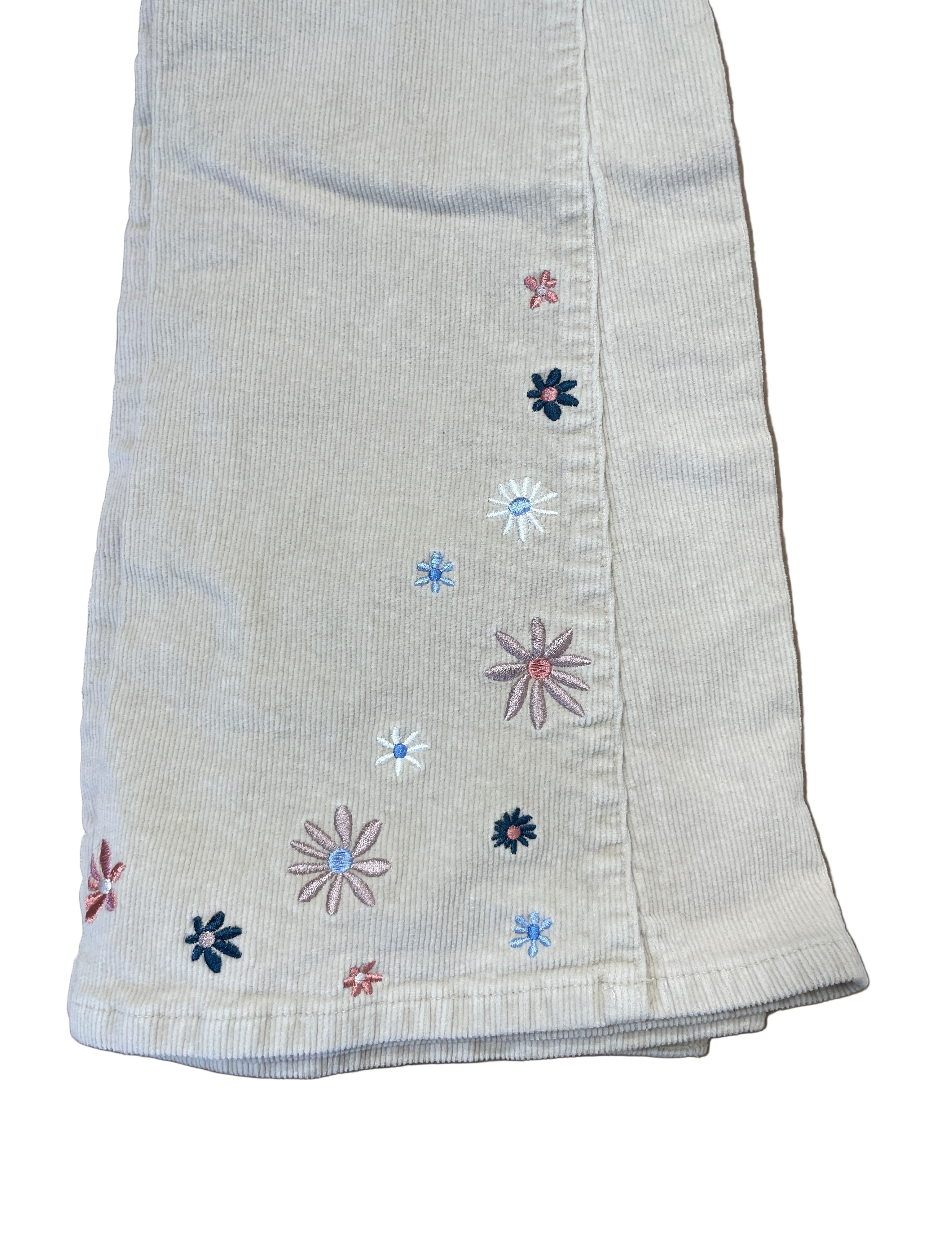 forever 21 cream corduroy embroidered pants size medium floral hem