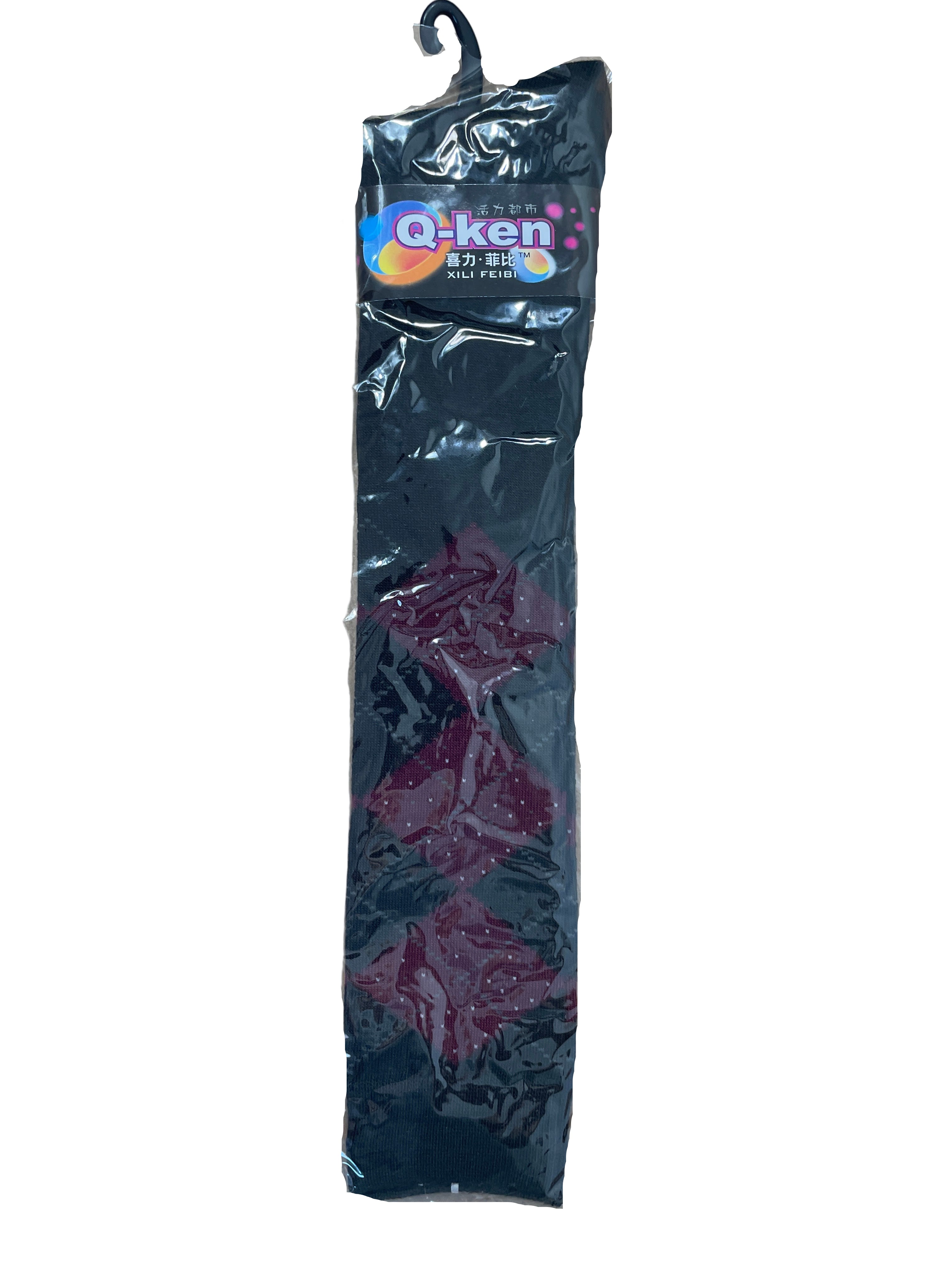burgundy argyle over the knee socks