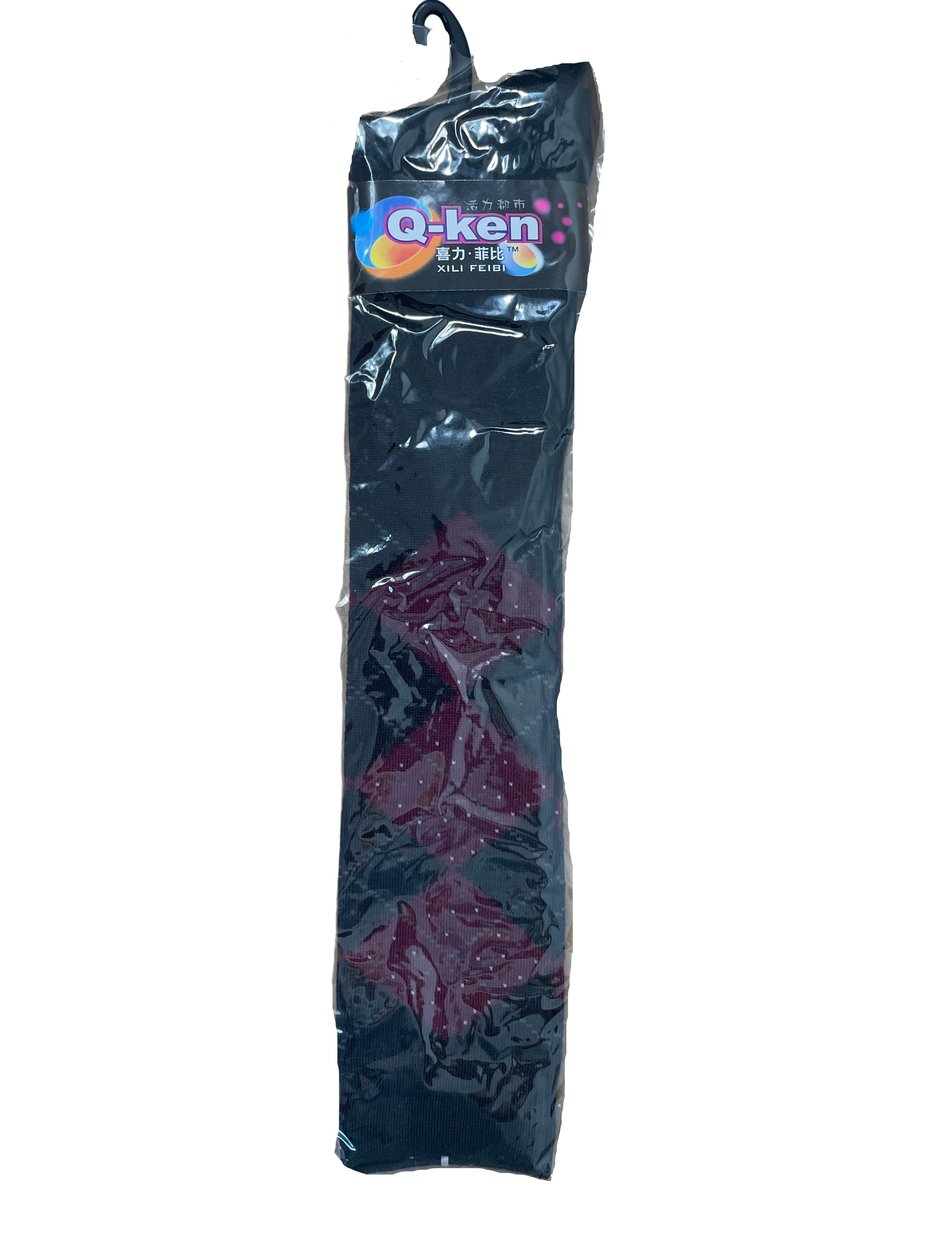 burgundy argyle over the knee socks