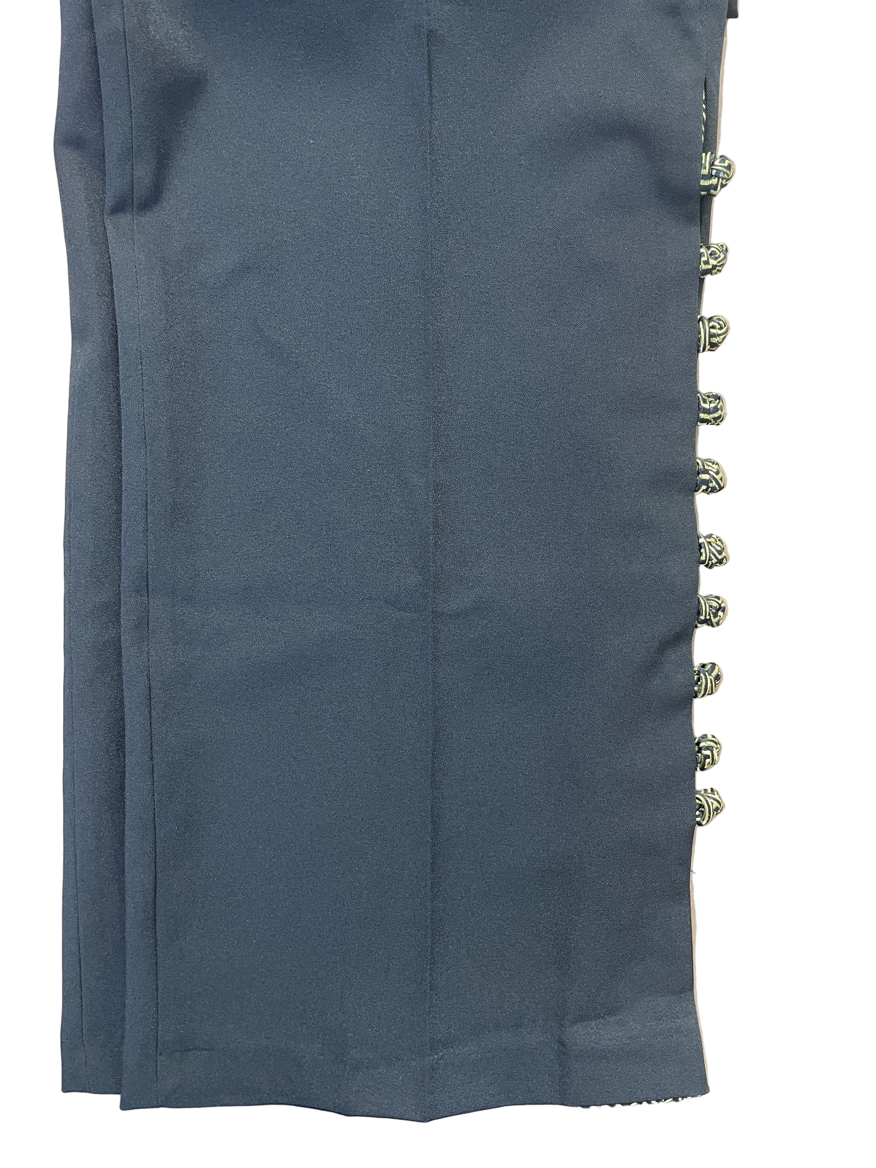 xi yang hua fu dress pants with frog closures at hem