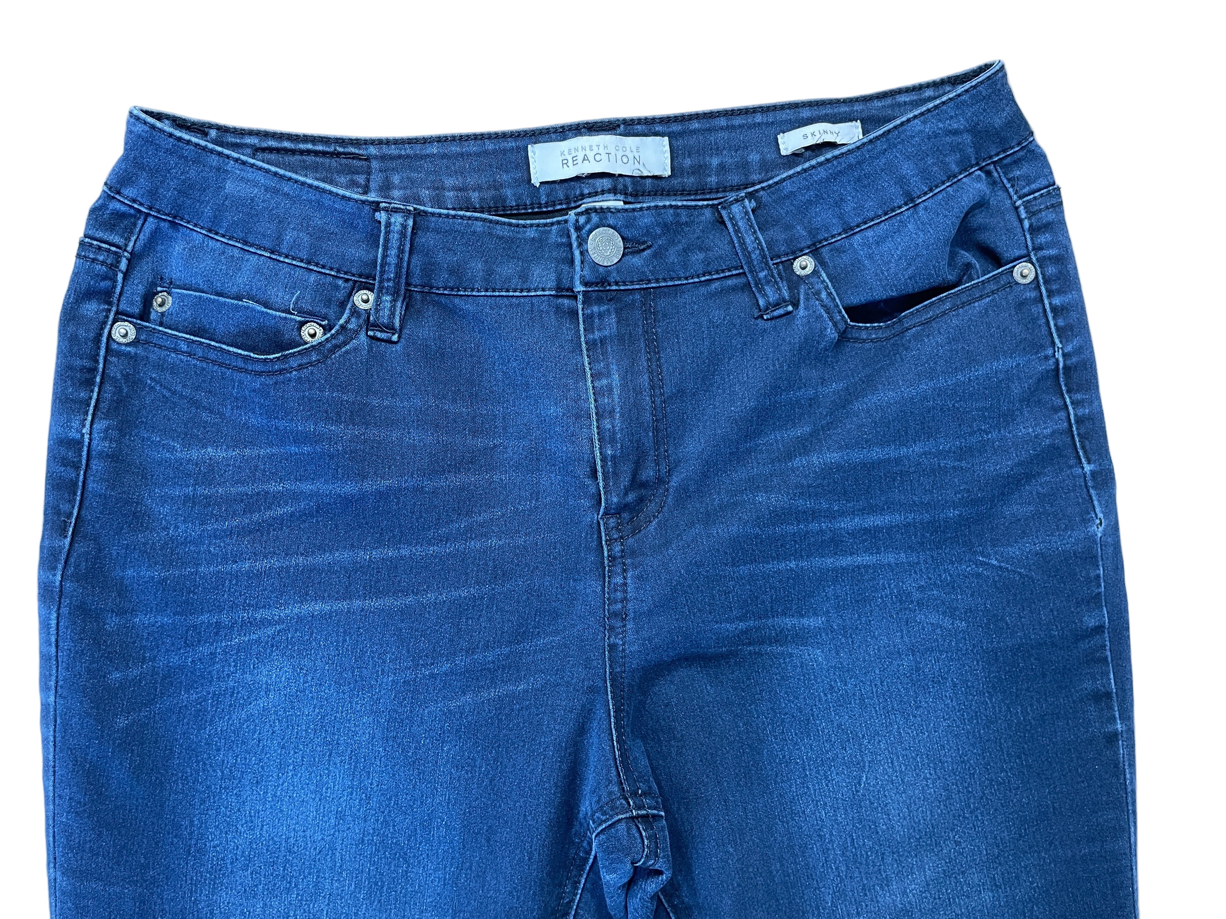 Front view of Kenneth Cole Reaction skinny jeans with button and zip fly