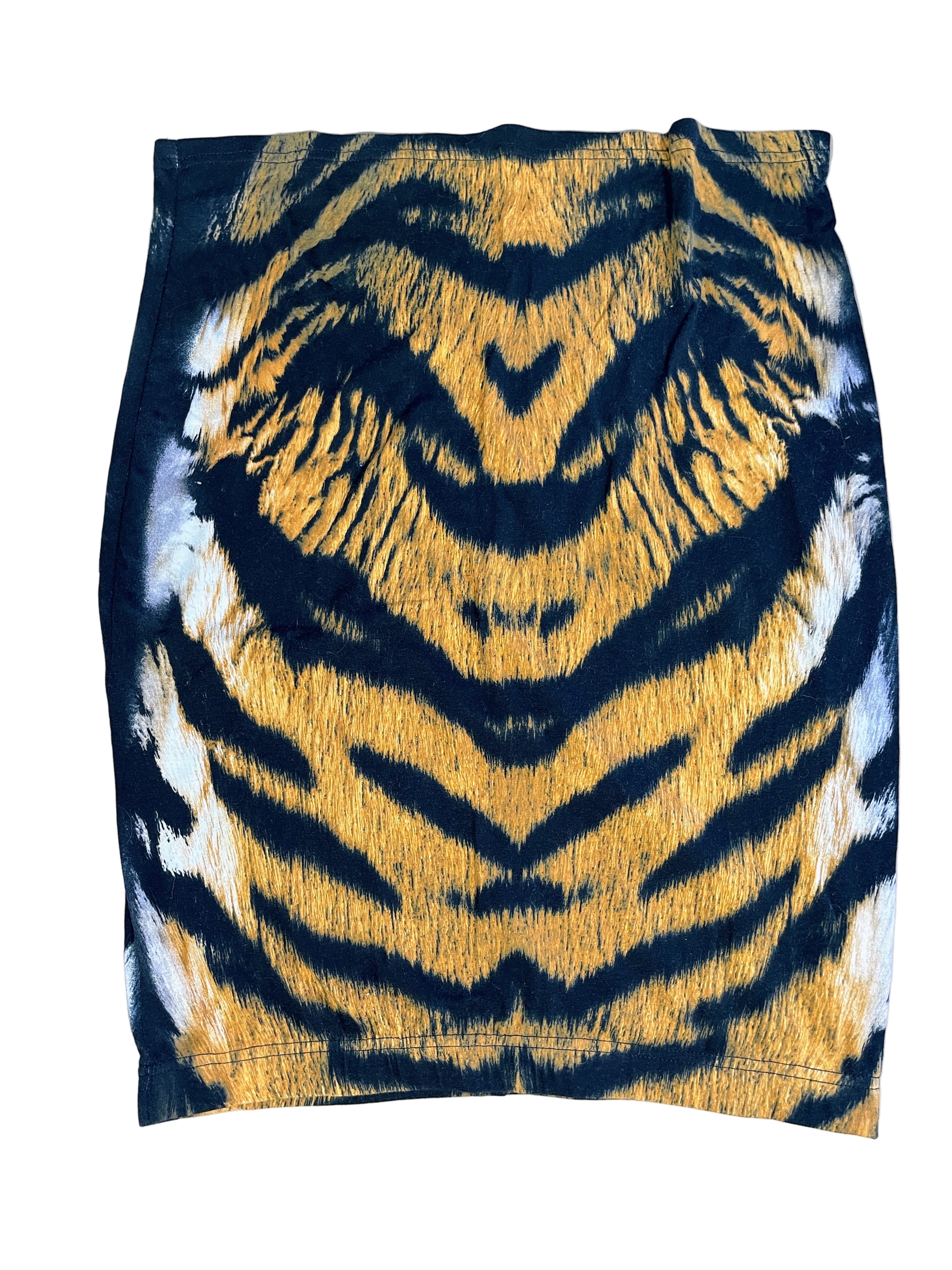 Front view of Forever 21+ tiger print pull-on skirt