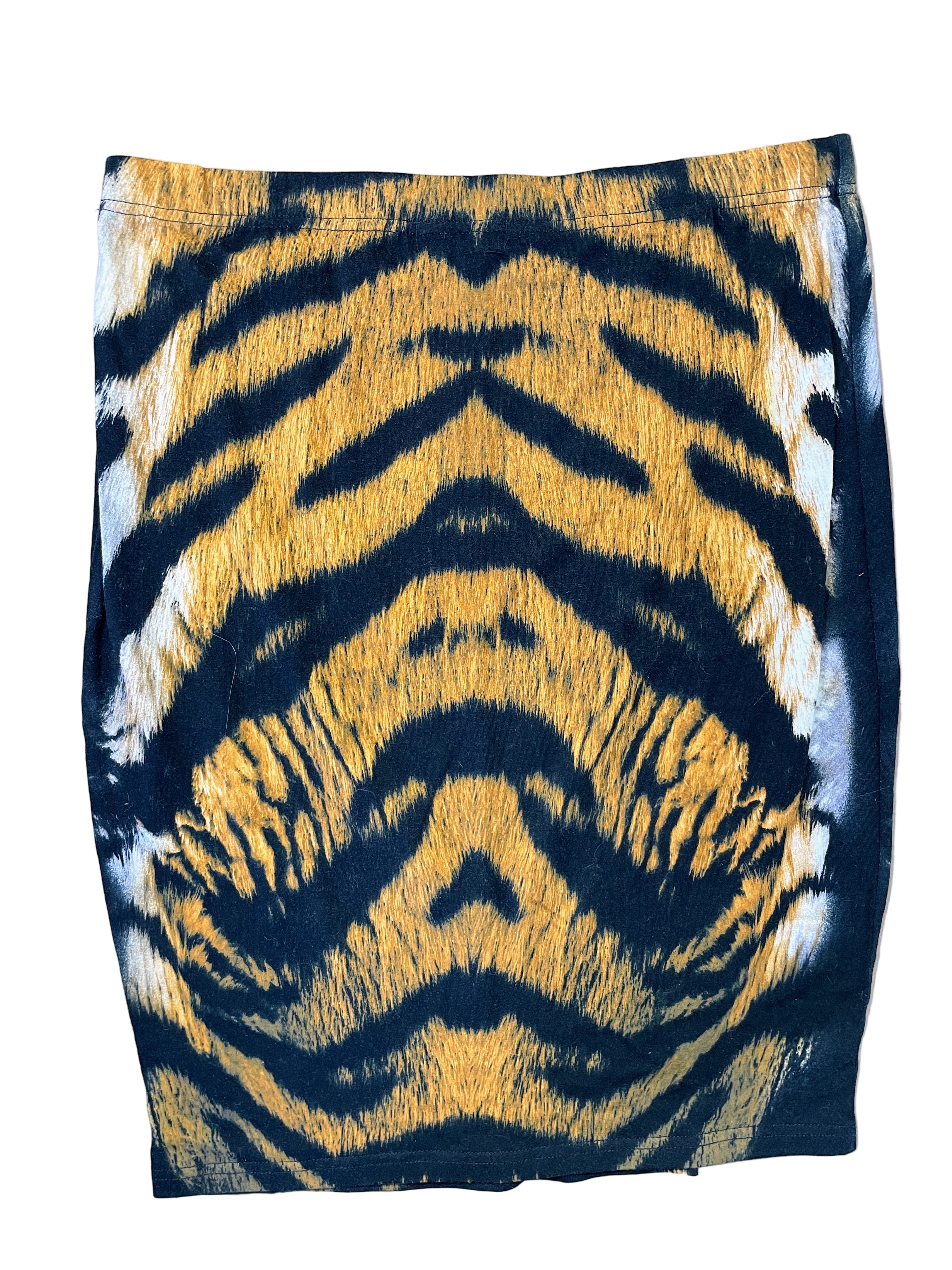 back view of Forever 21+ tiger print pull-on skirt