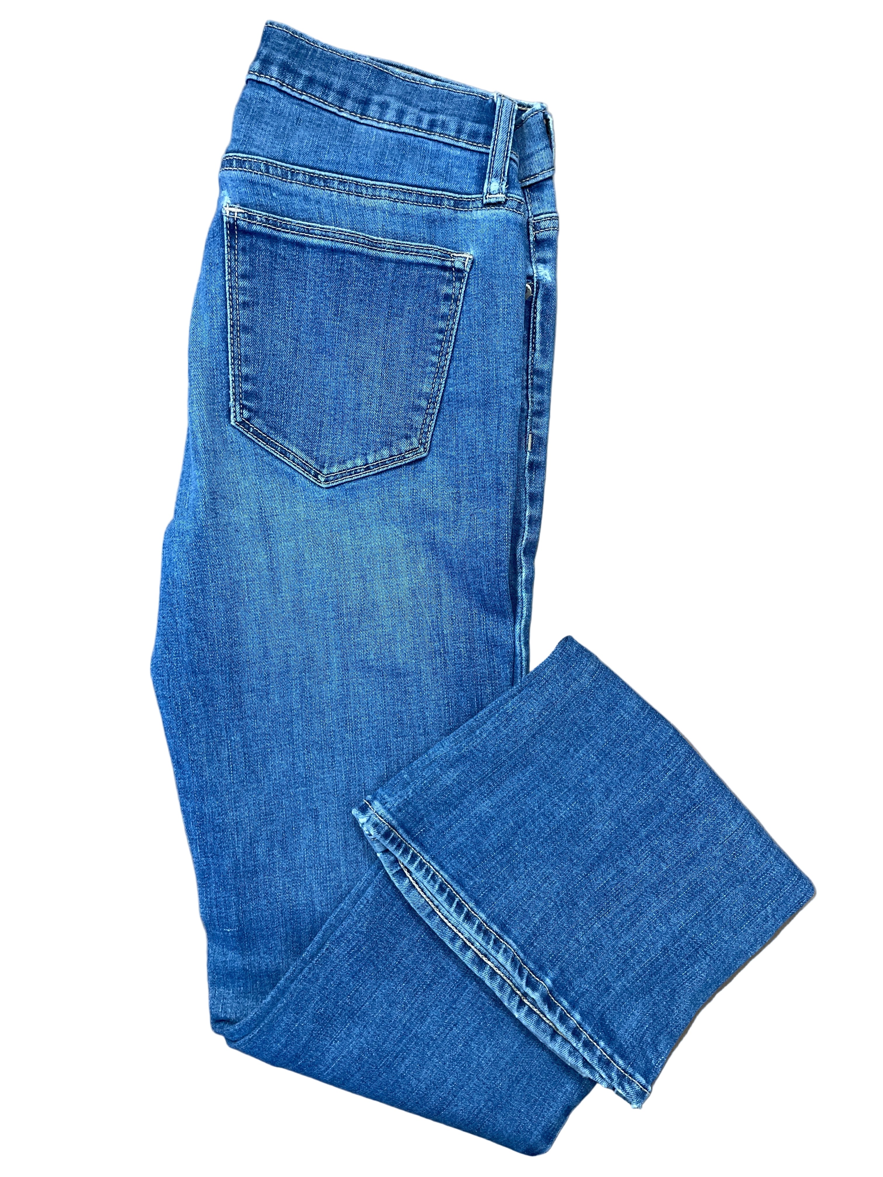 Gap Perfect Boot jeans folded back-pocket view, medium wash