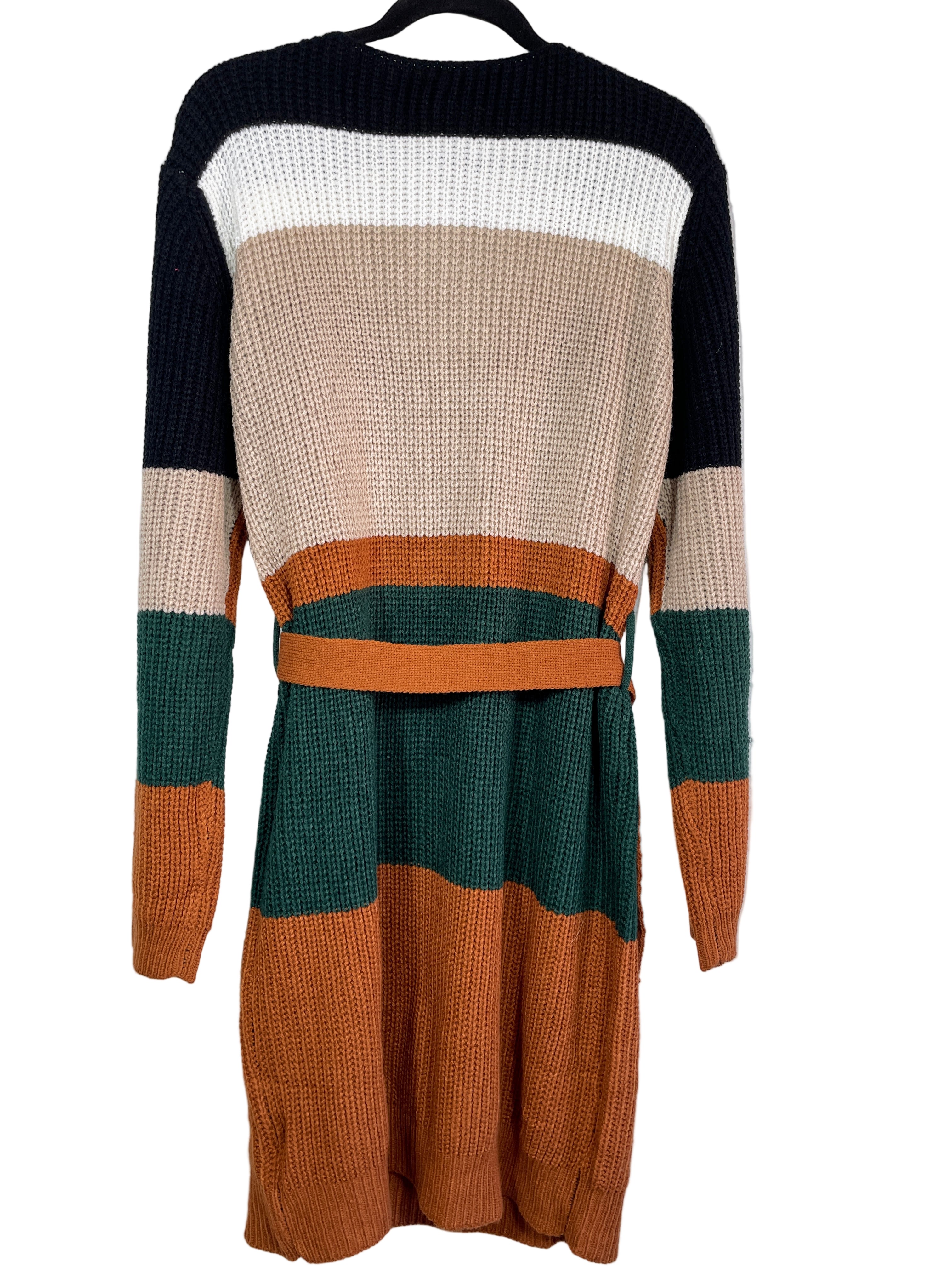 Back view of CUPSHE striped sweater dress