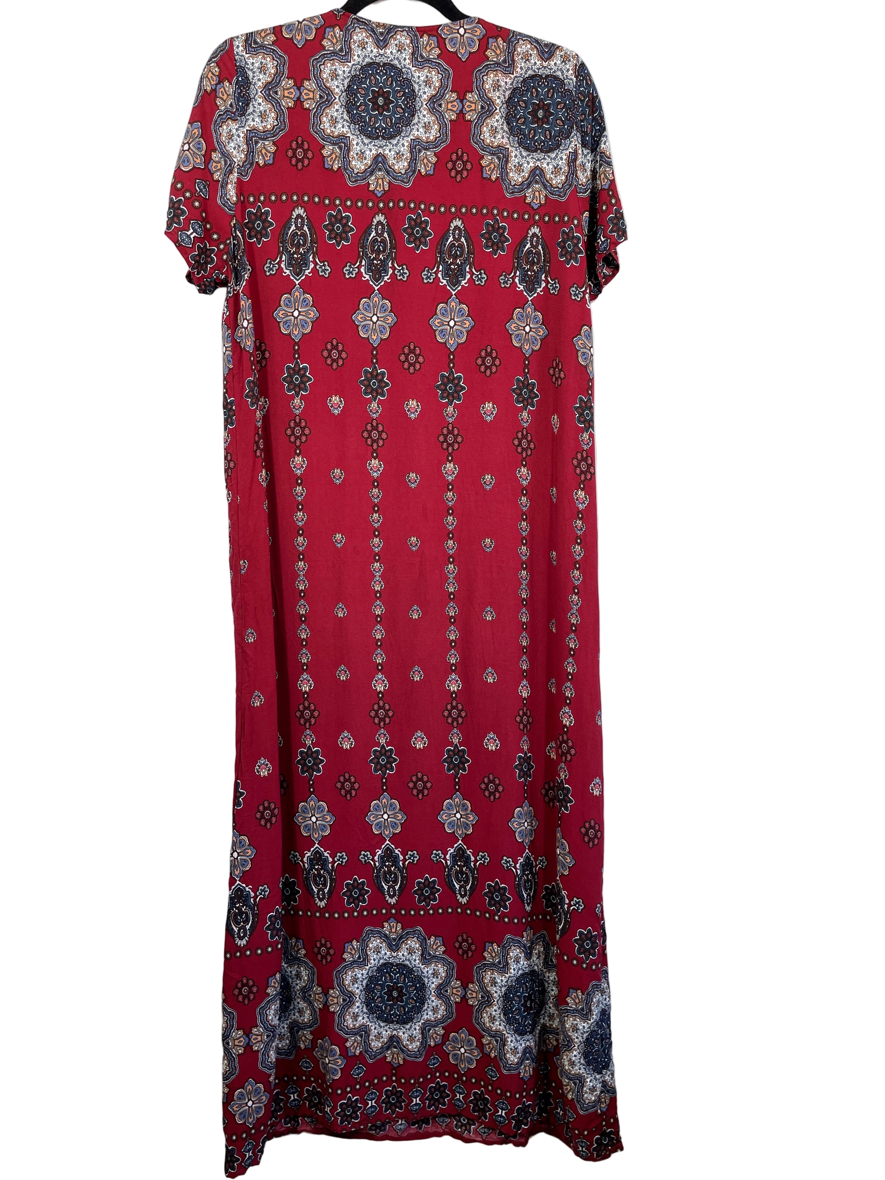 Back view of Emery Rose red printed maxi dress size XL
