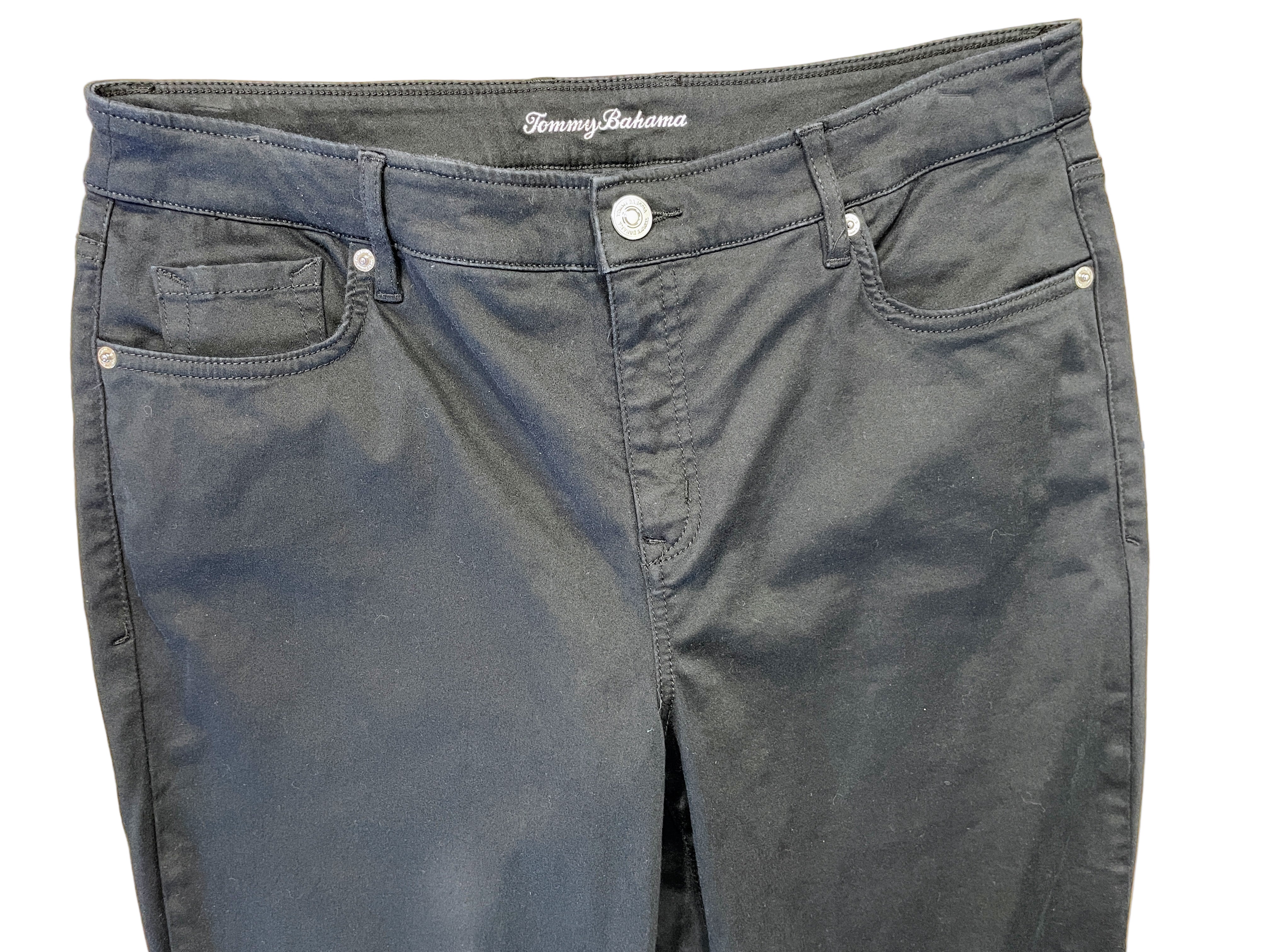 Front view of Tommy Bahama Boracay Beach jeans with button and zipper closure