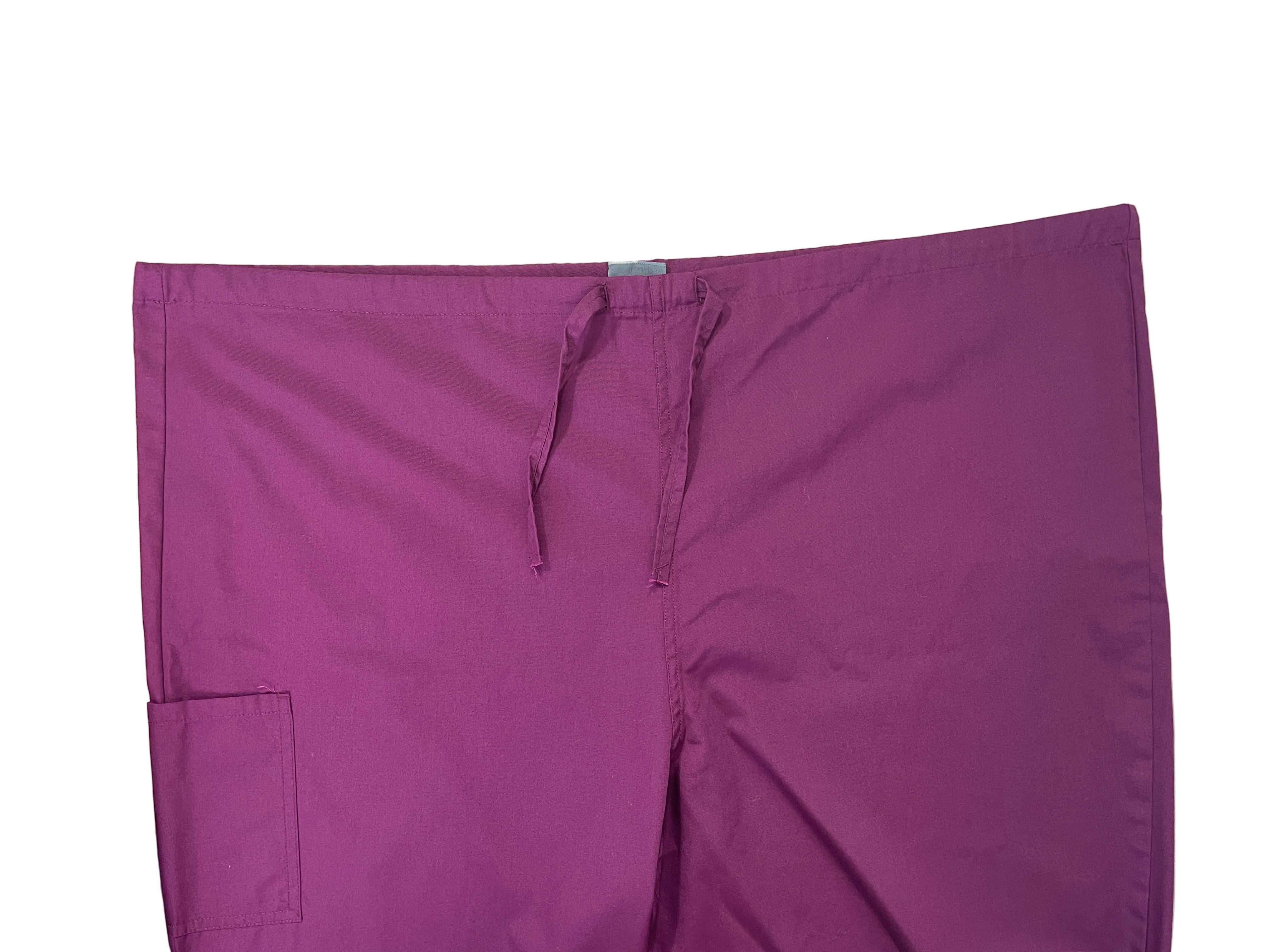 Scrubzone burgundy scrub pants front view with drawstring waist