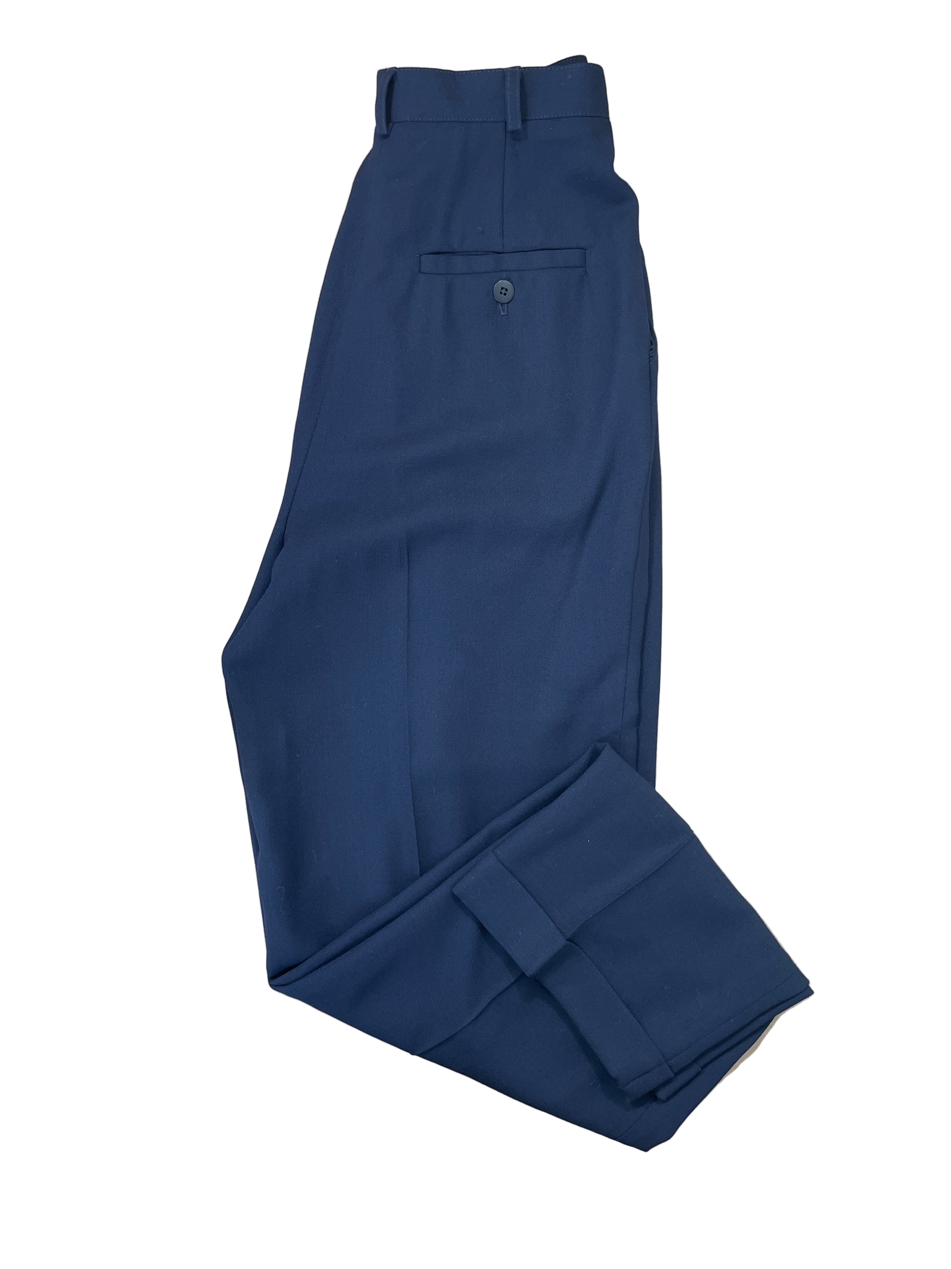 Vintage Ralph Lauren navy blue wool dress pants folded view