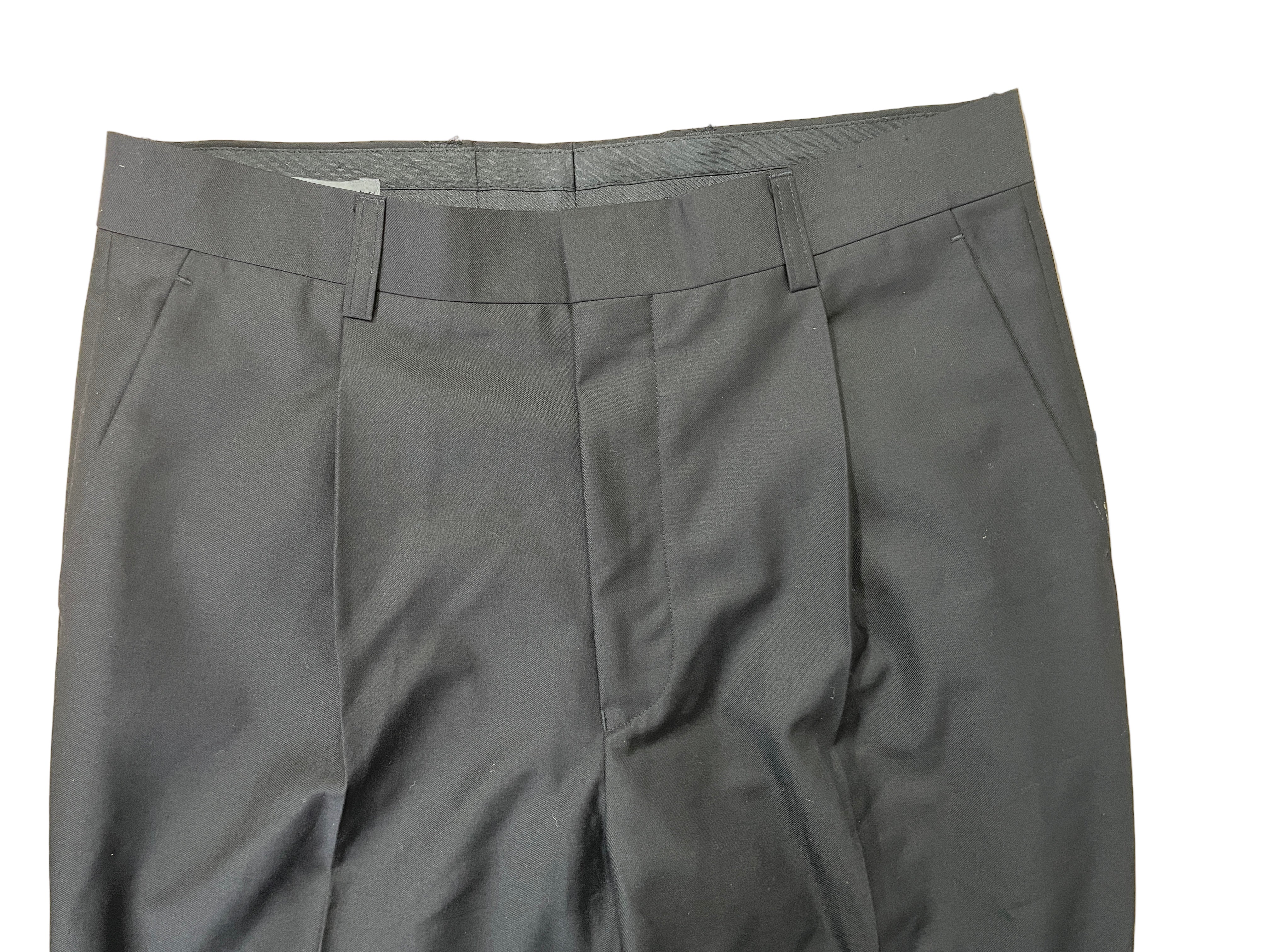 T.Y.M black men’s dress pants front view with pleats and clasp closure