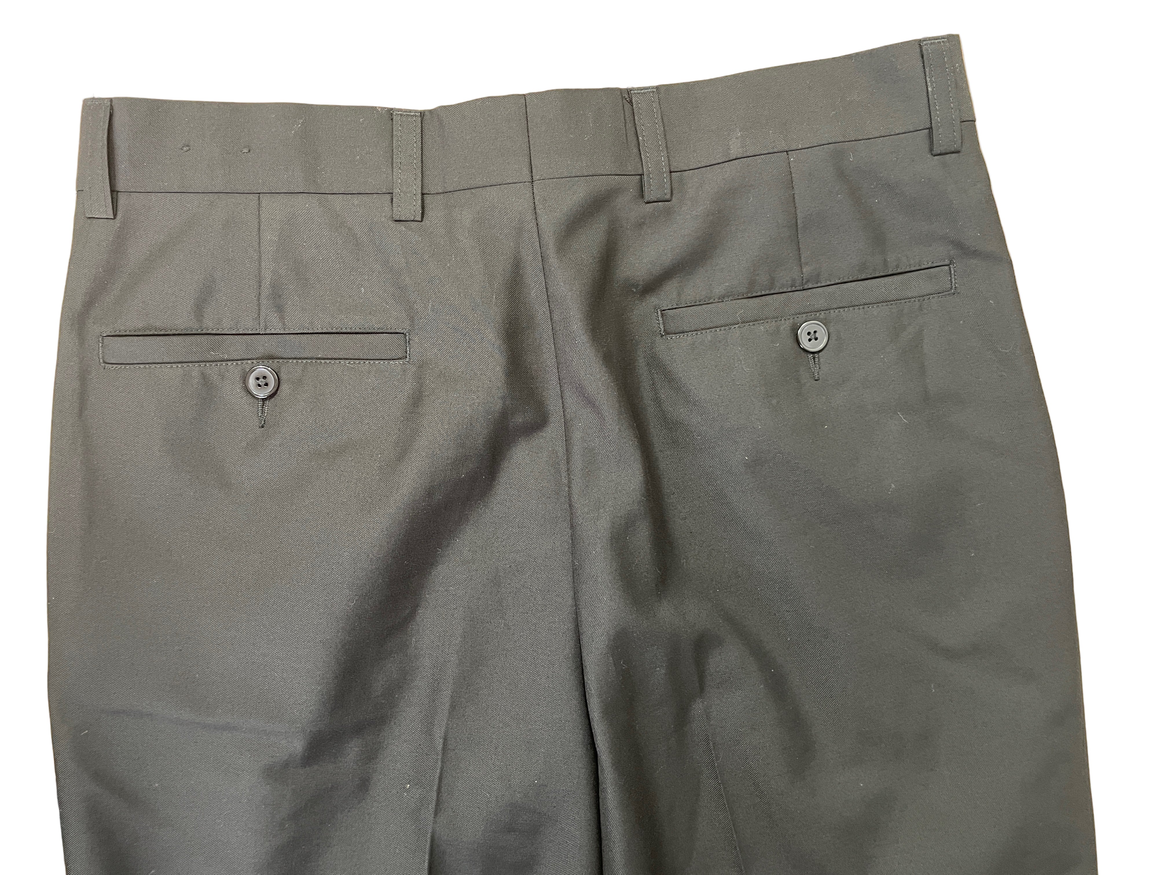 T.Y.M black men’s dress pants back view with buttoned welt pockets