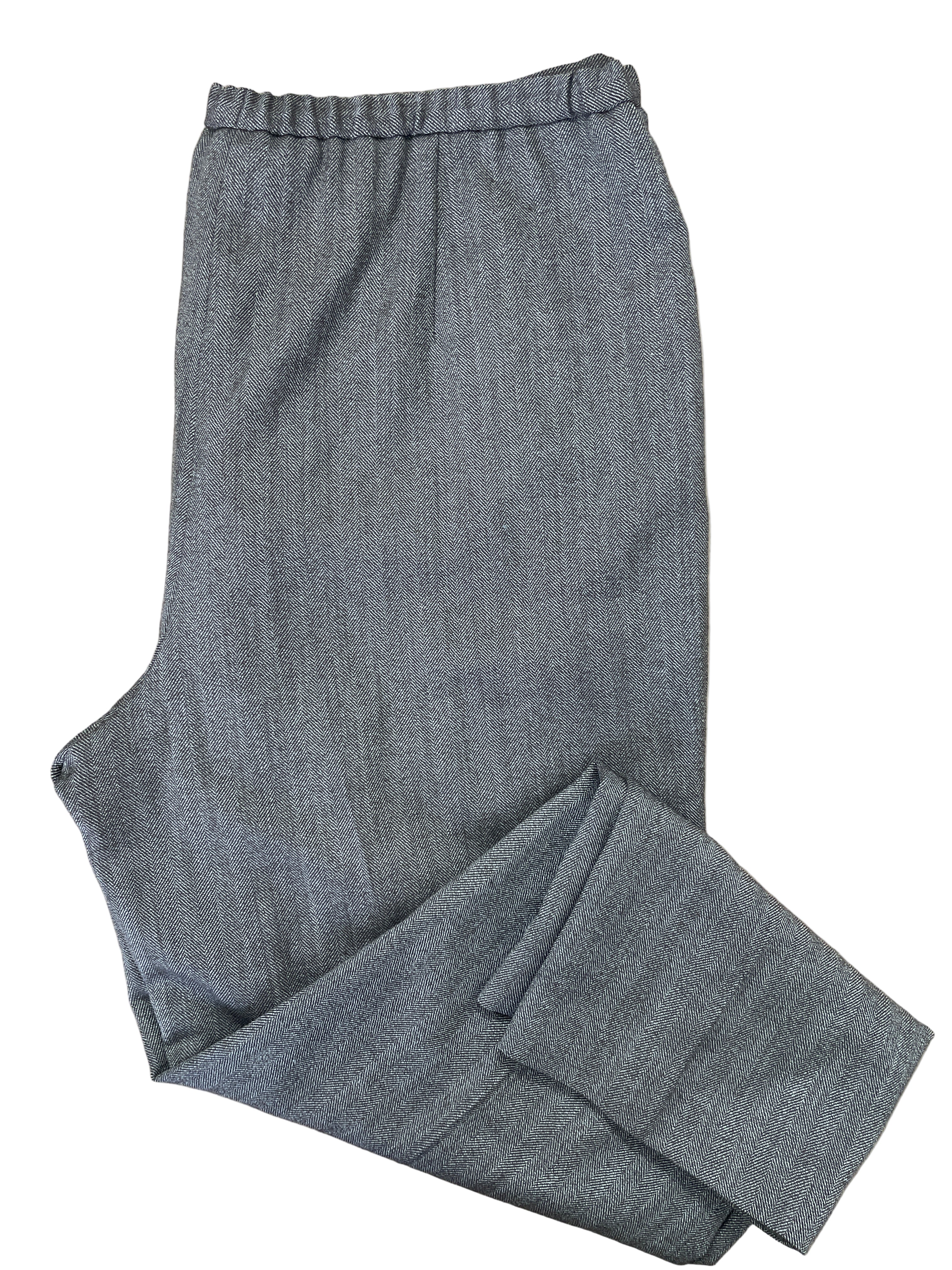 Vintage Harve Benard brown wool herringbone pants folded view