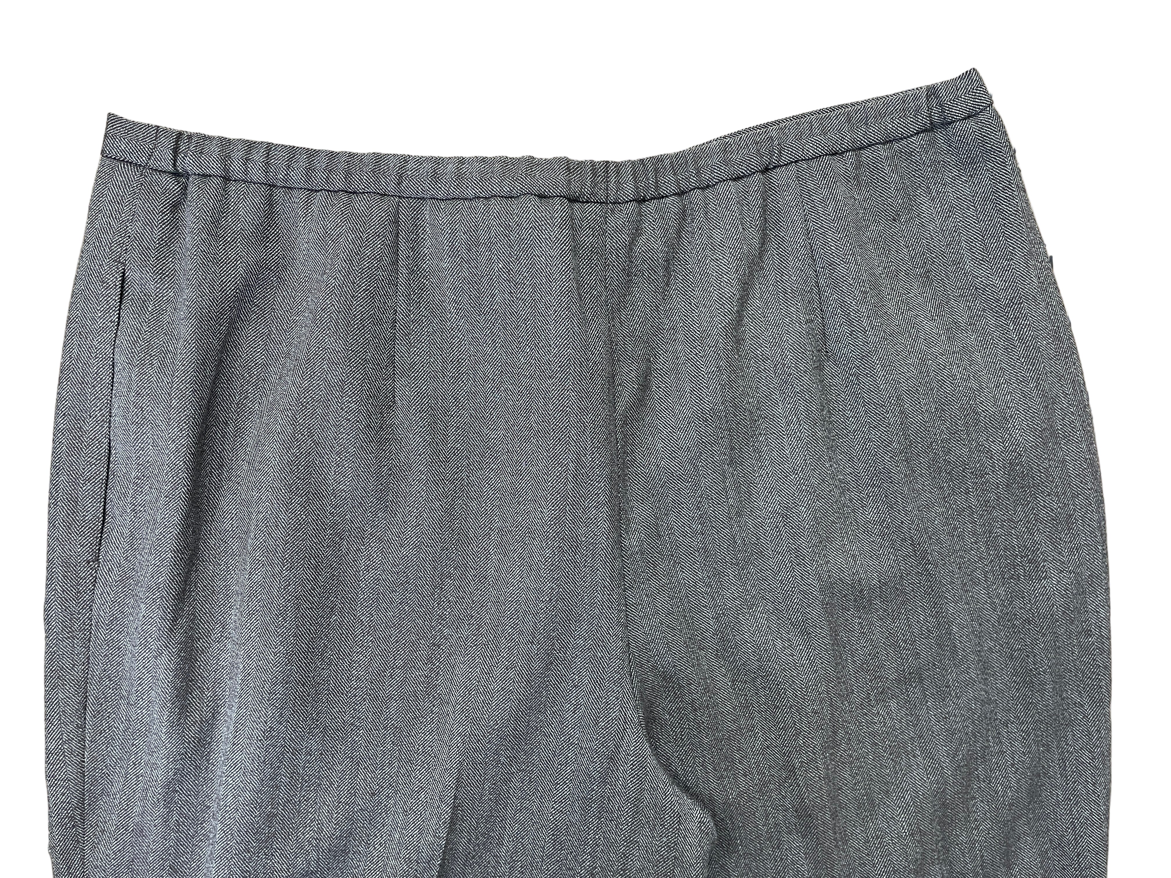 Vintage Harve Benard brown wool herringbone pants back view with elastic waistband