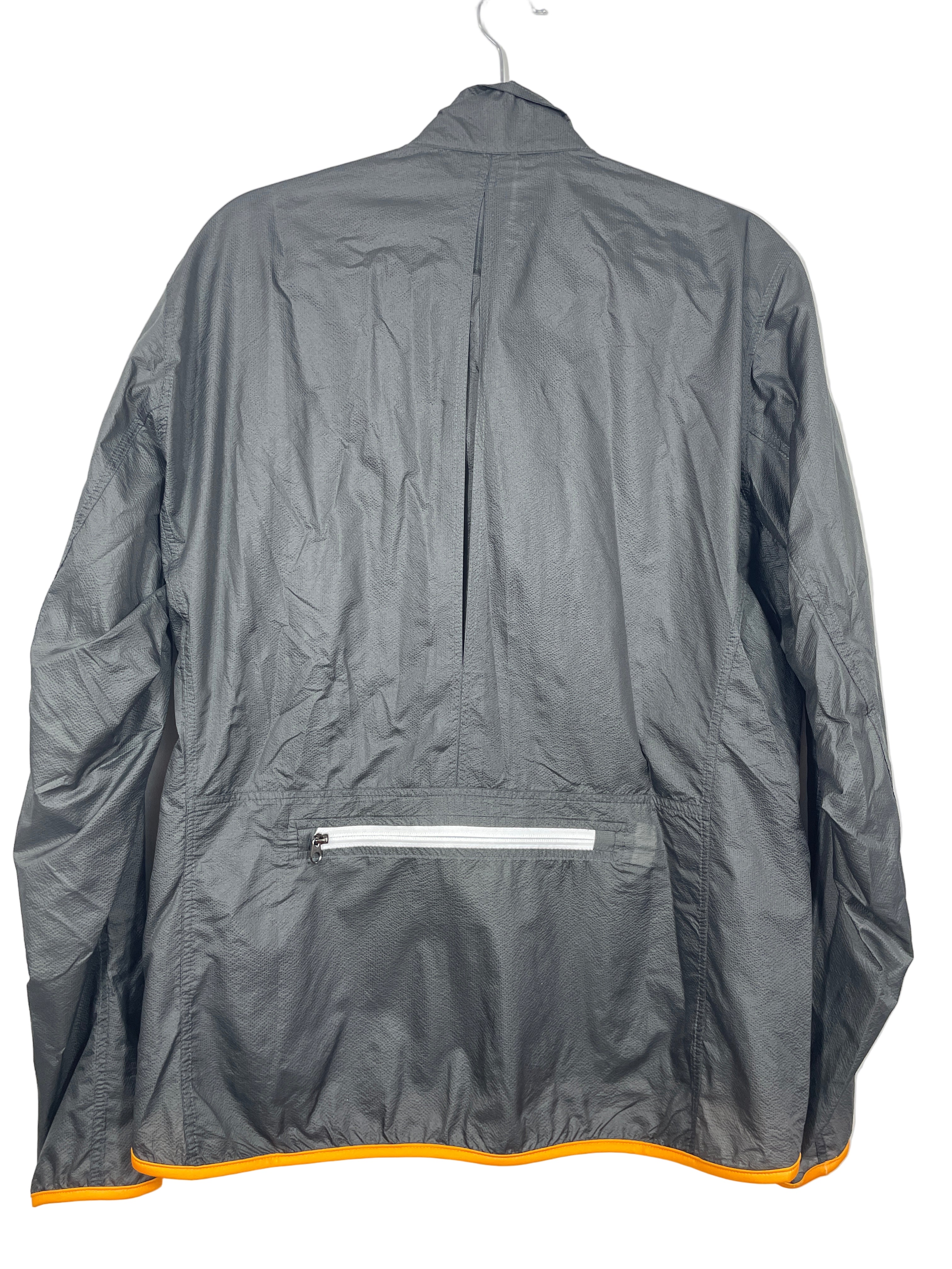 Amazon branded lightweight nylon jacket back view showing pocket