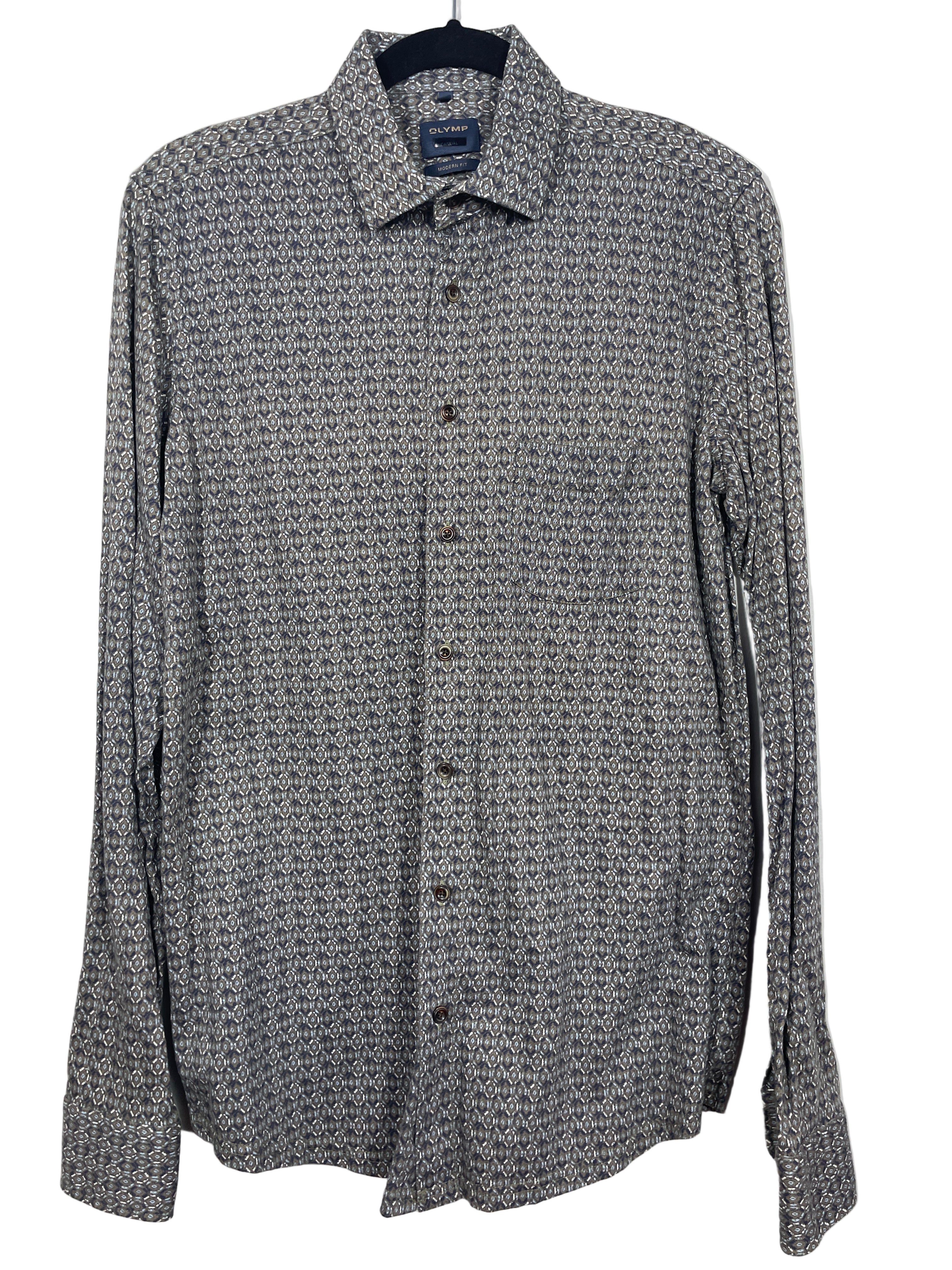 Olymp casual modern fit men’s shirt front view with button closure