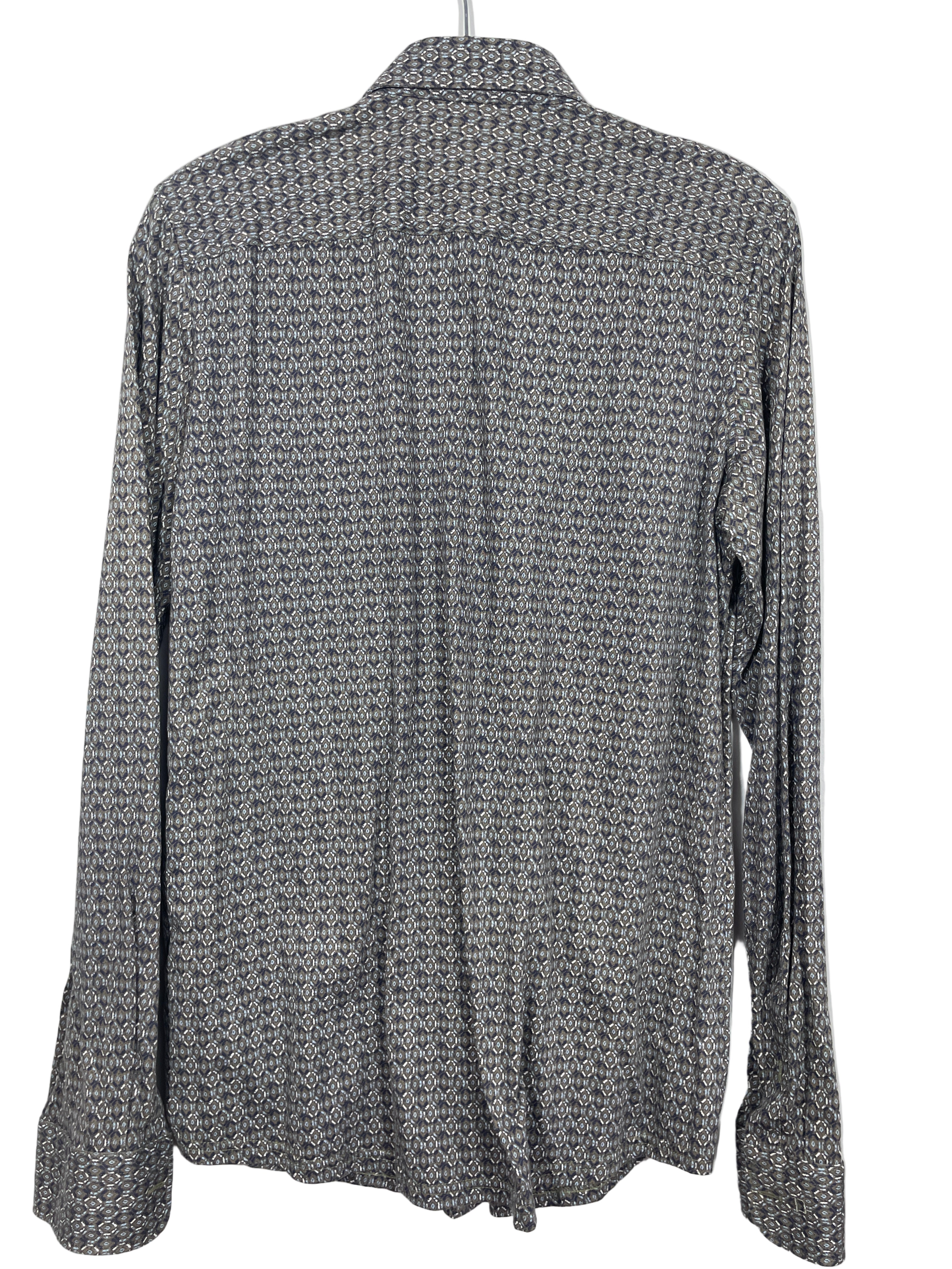 Olymp casual modern fit men’s shirt back view showing geometric print