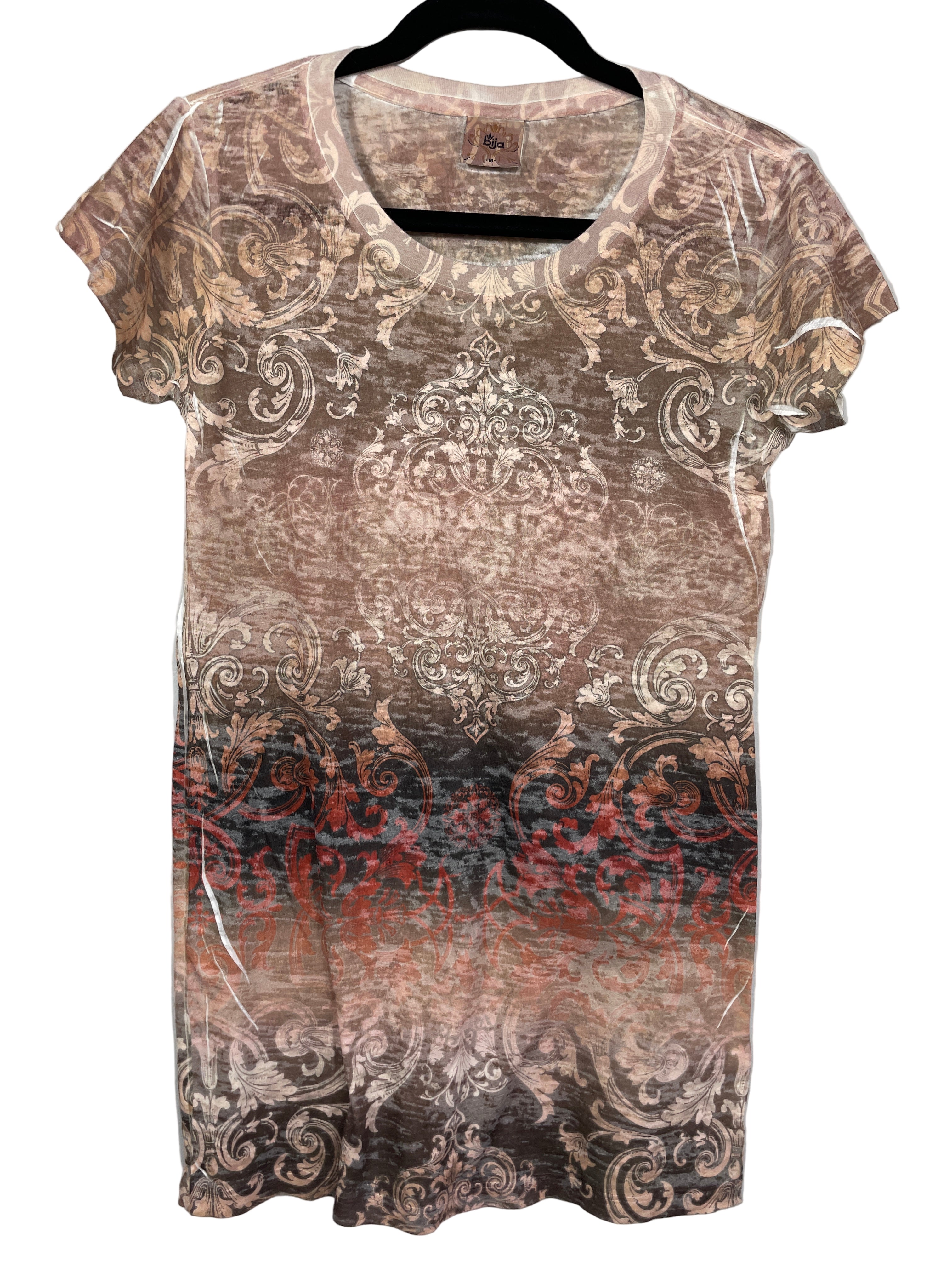 Bijou baroque print short sleeve t-shirt front view