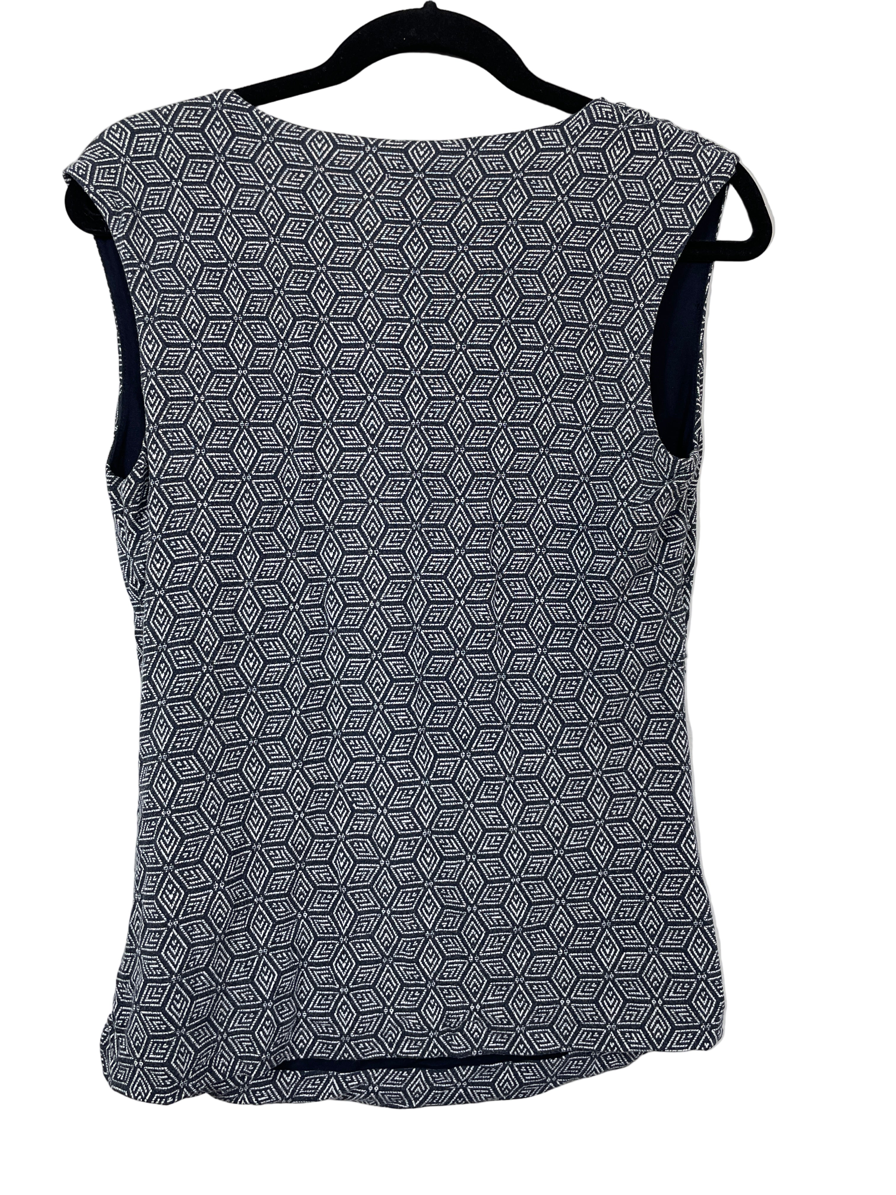Alfred Sung sleeveless geometric print top back view