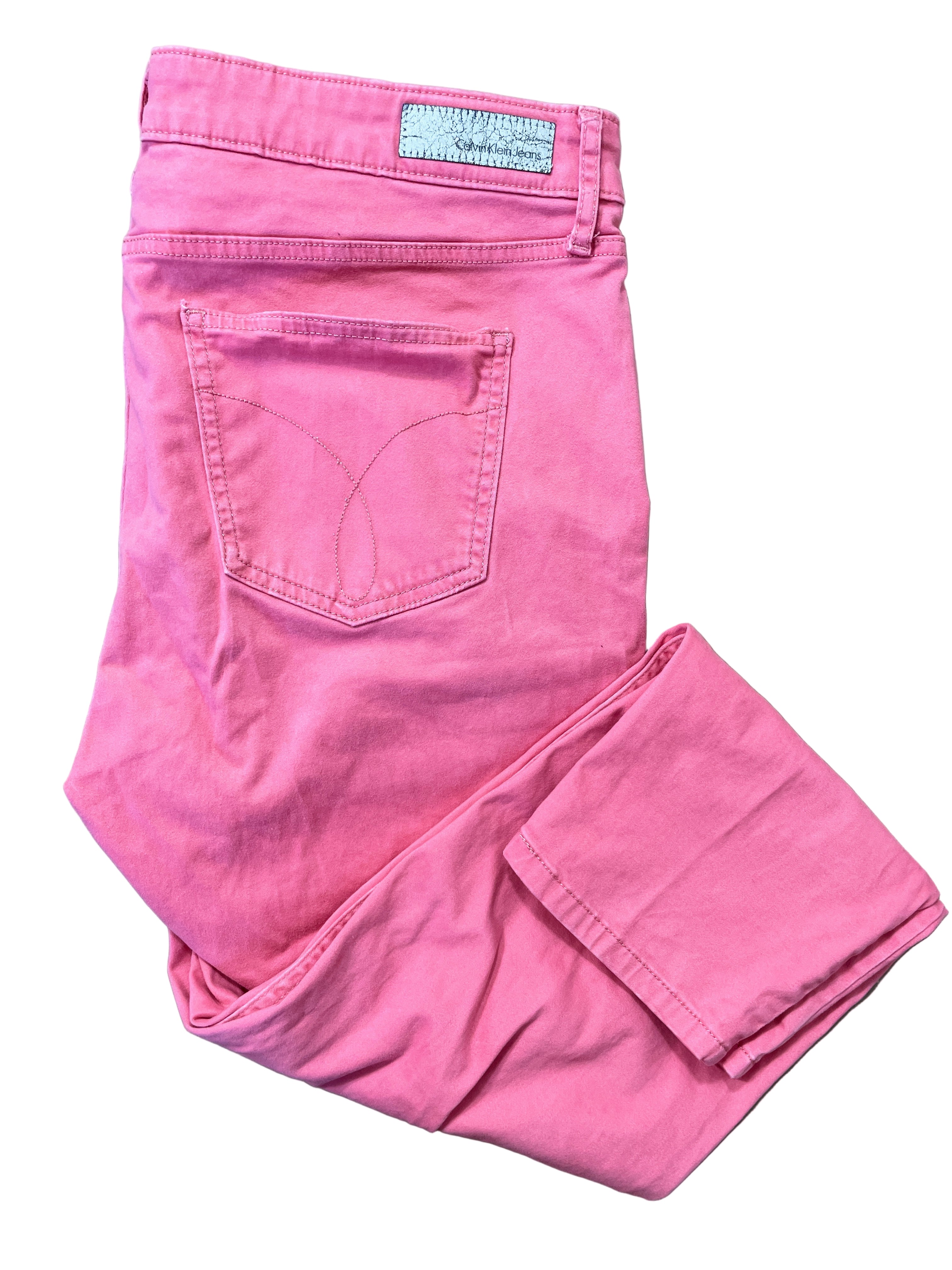 Calvin Klein pink ankle skinny jeans folded view