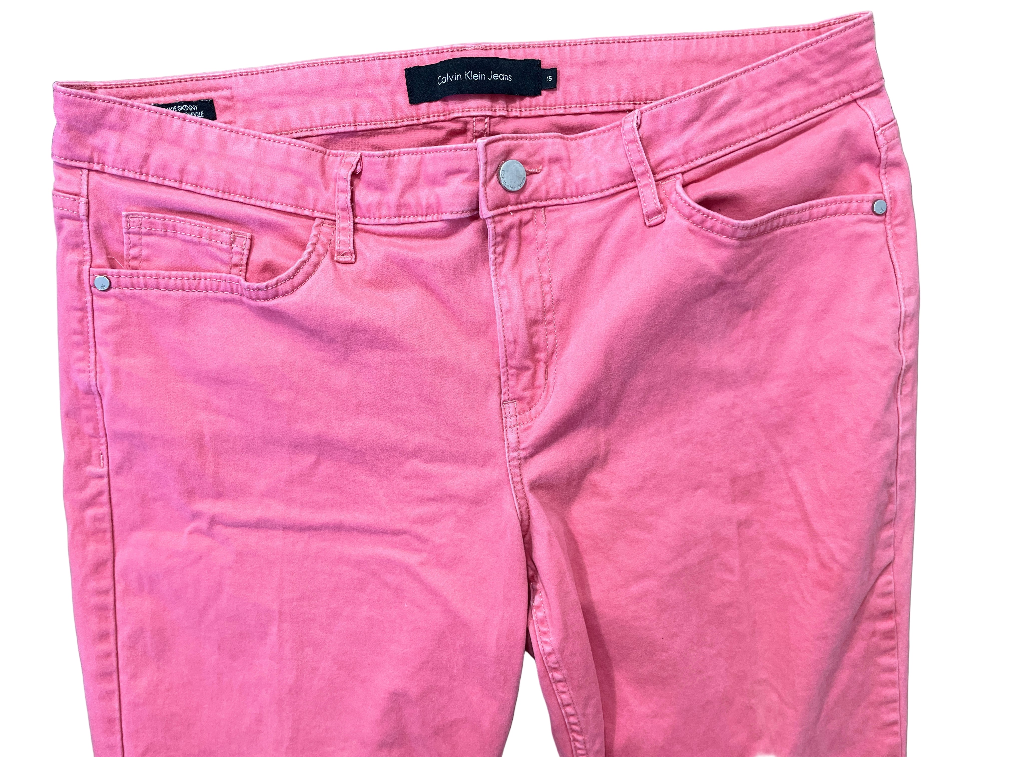 Calvin Klein pink ankle skinny jeans front view