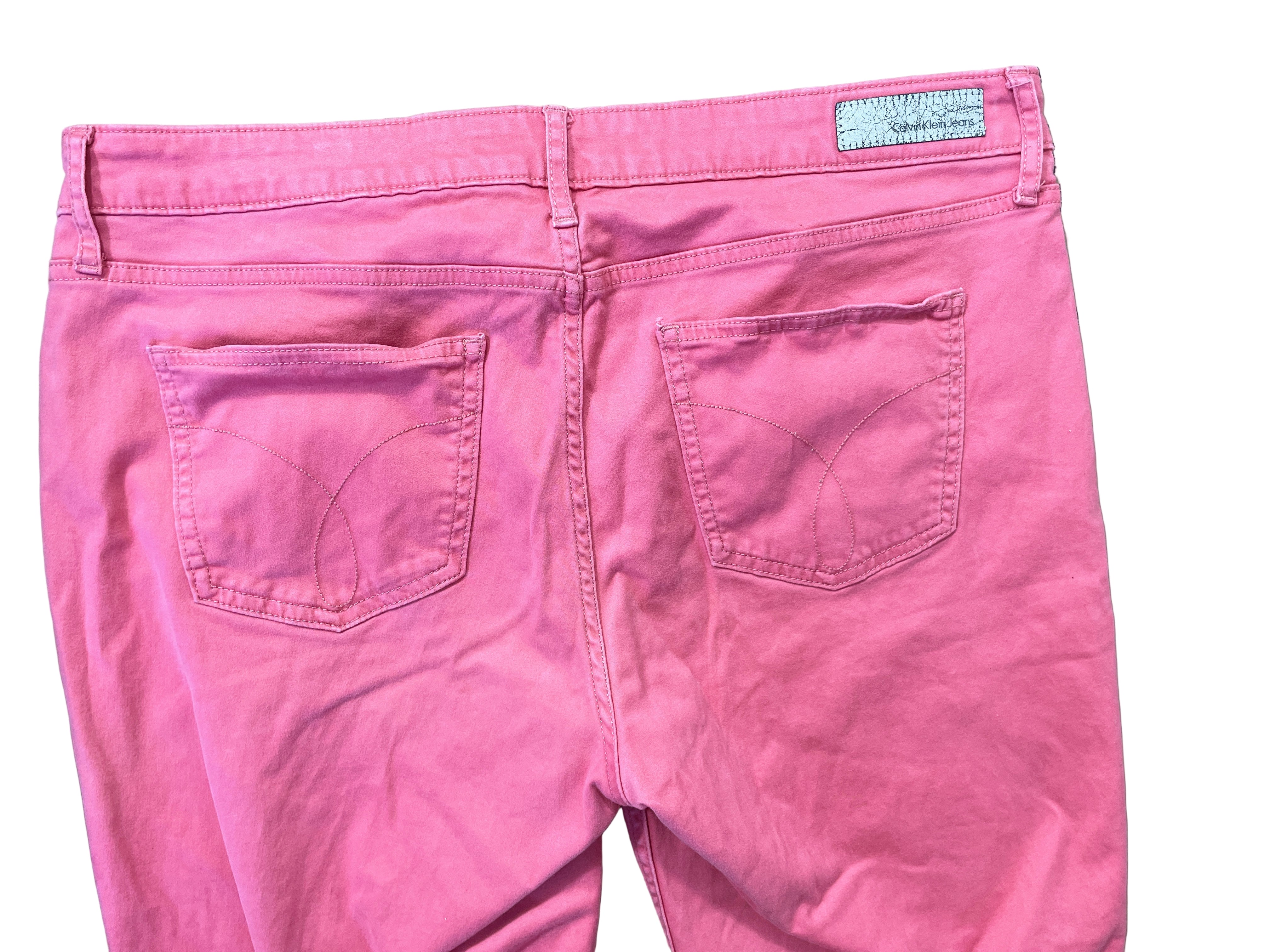 Calvin Klein pink ankle skinny jeans back view