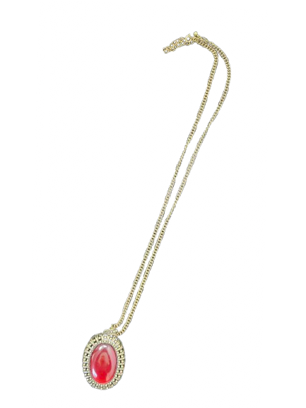 Necklace with a red pendant on a white background