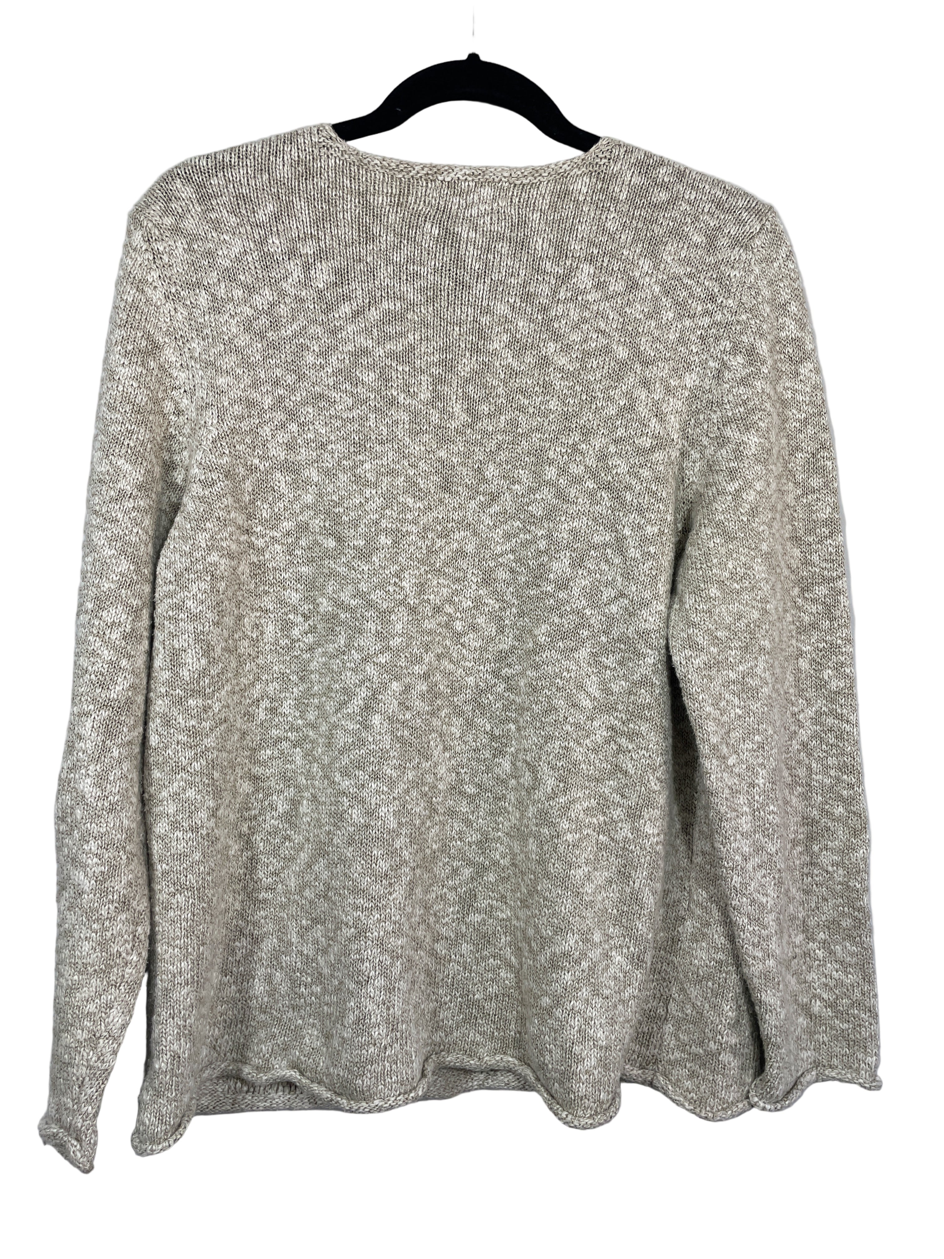 Back view of Splendor! beige marled knit sweater showing texture and relaxed fit.
