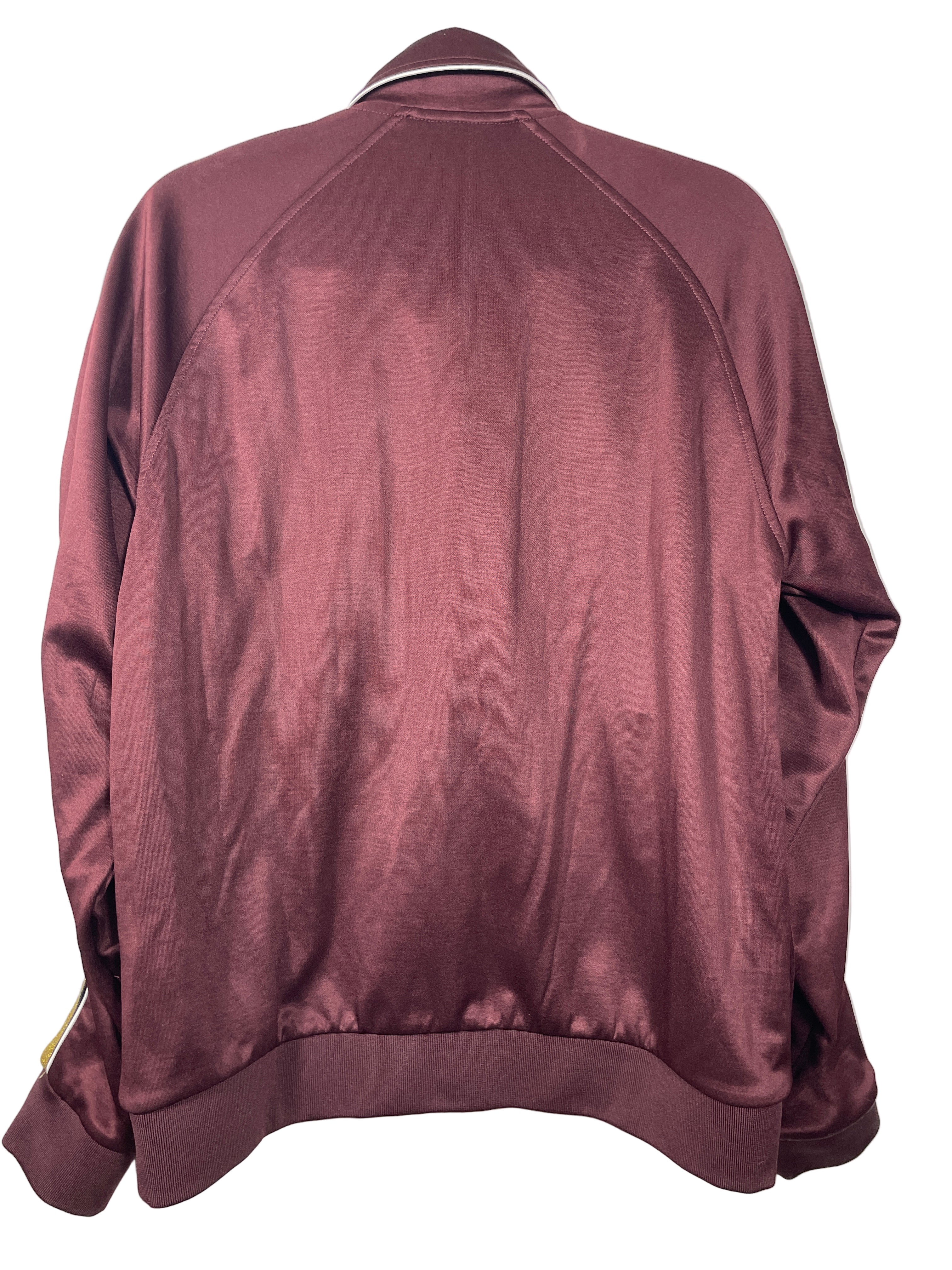 Vision maroon varsity jacket with gold trim – back view