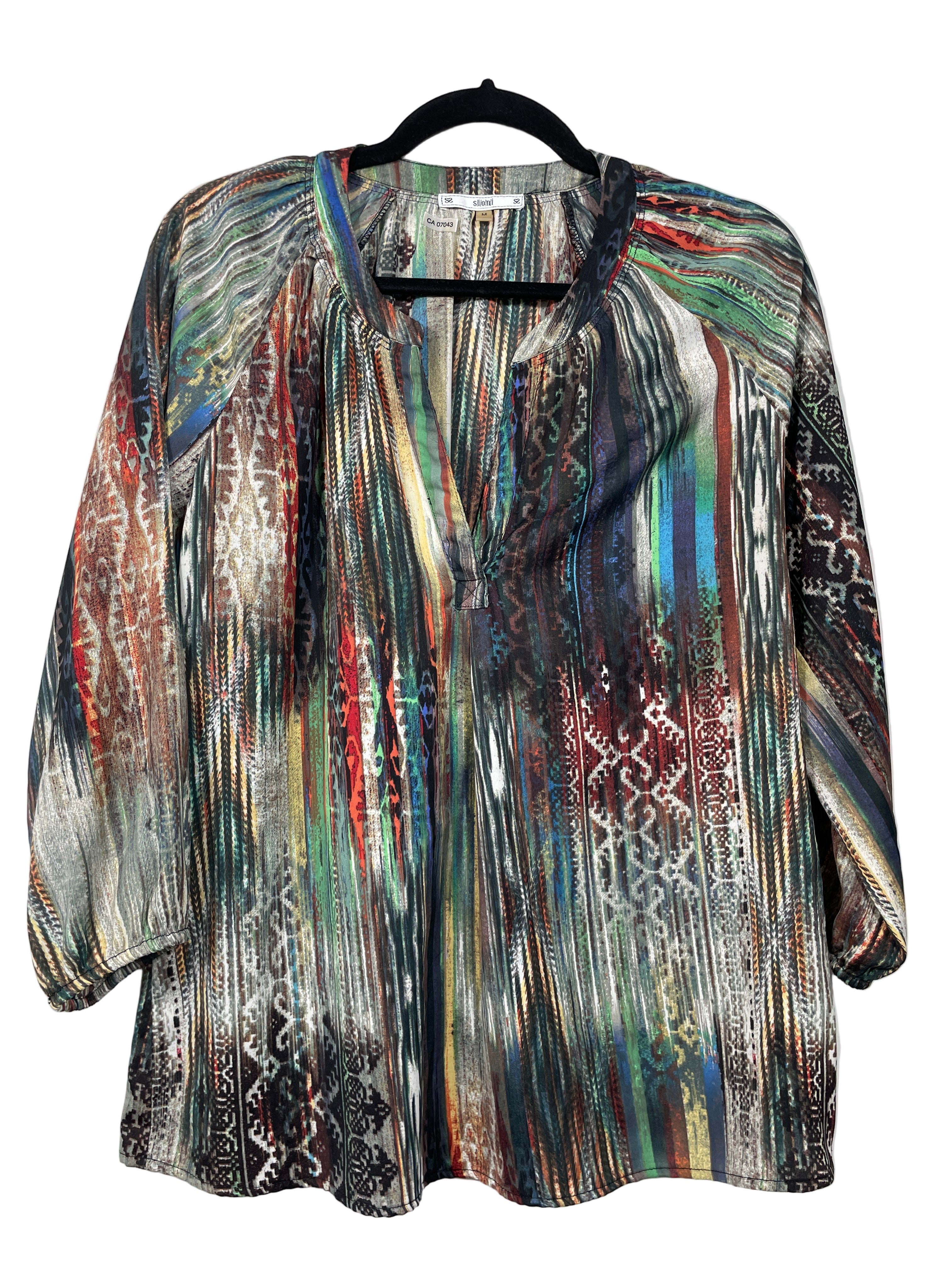 Sioni multicolour abstract print blouse front view
