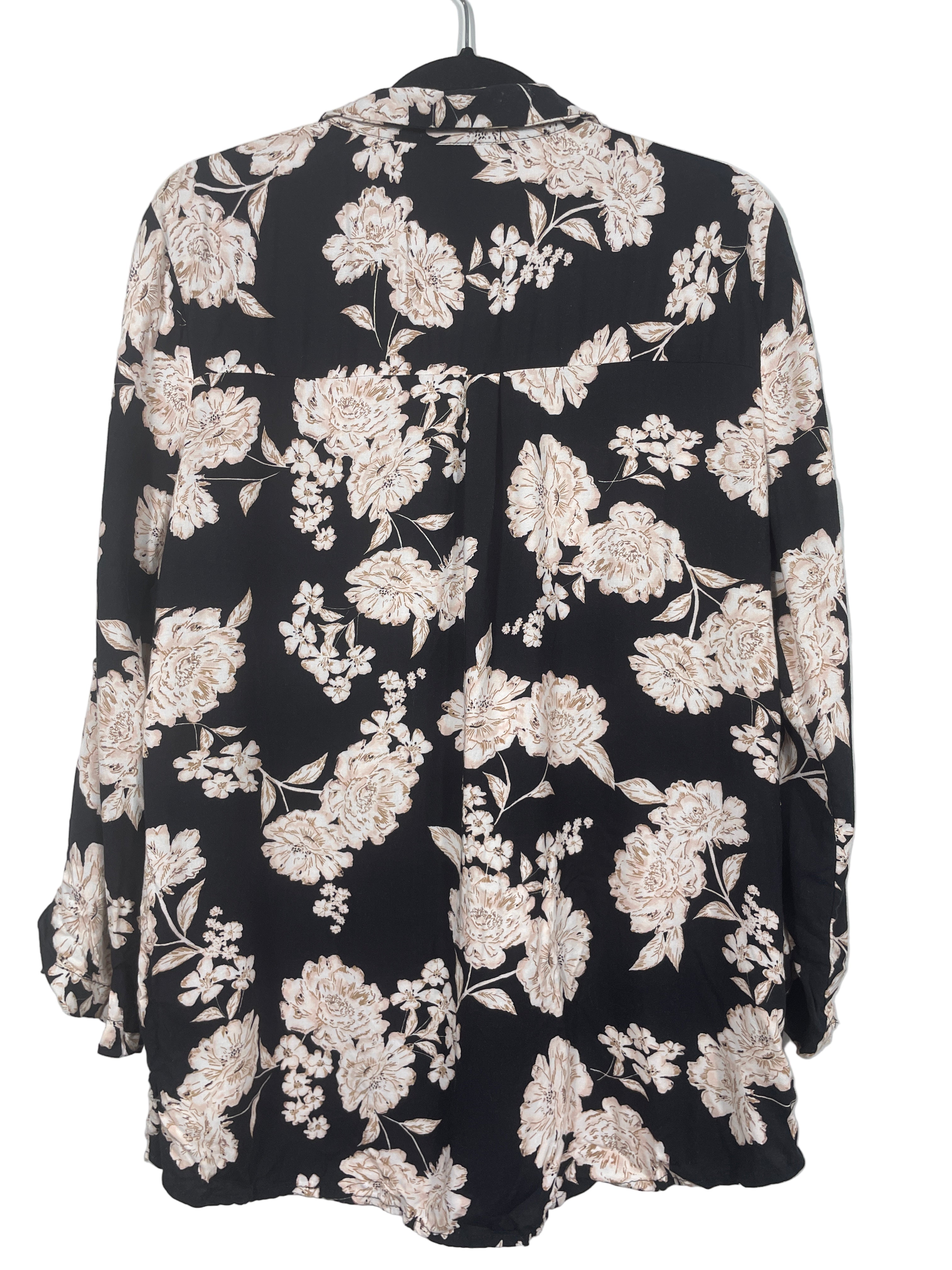 Suzy Shier black floral blouse back view