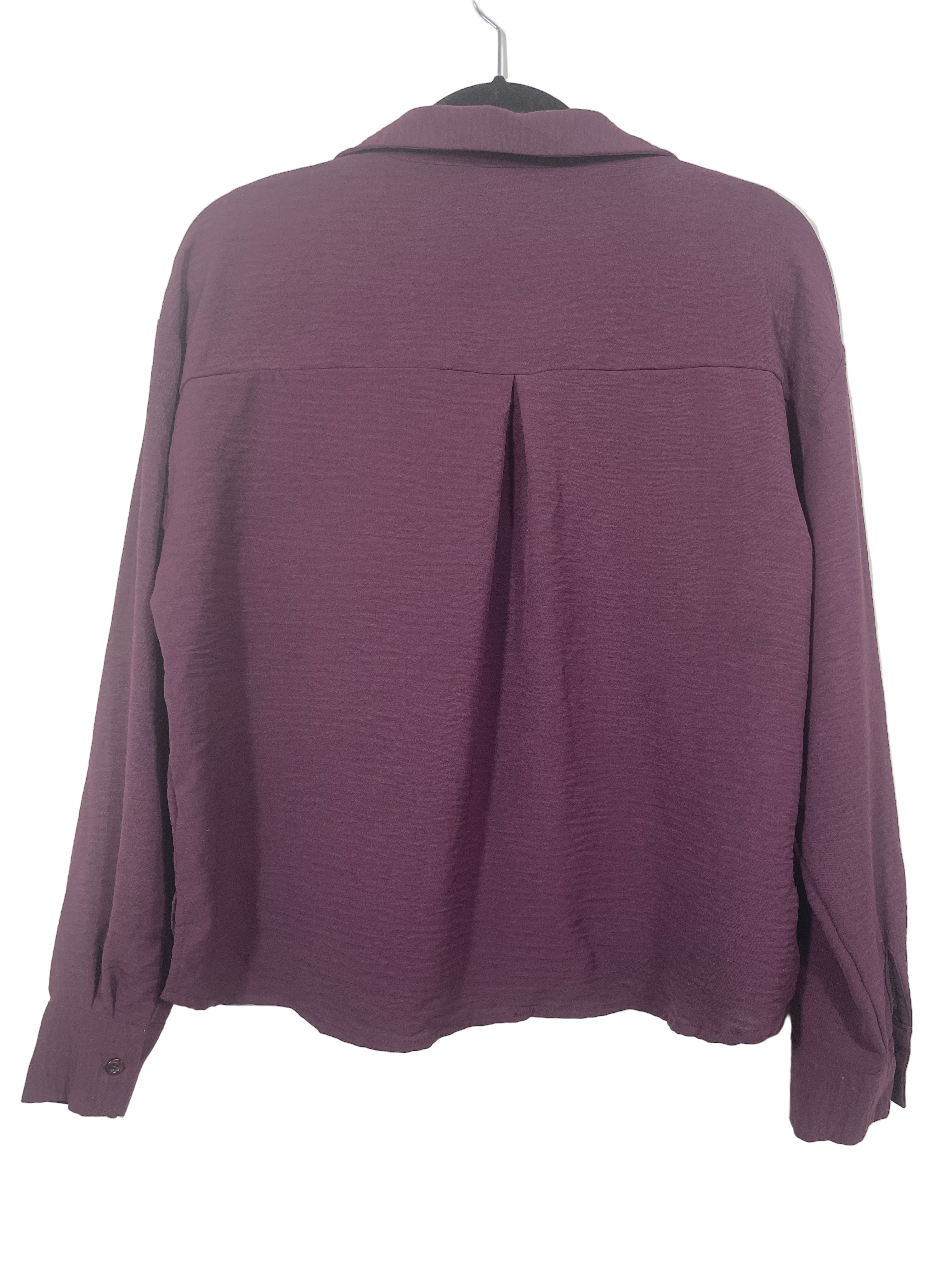 Forever 21 plum button-front blouse back view