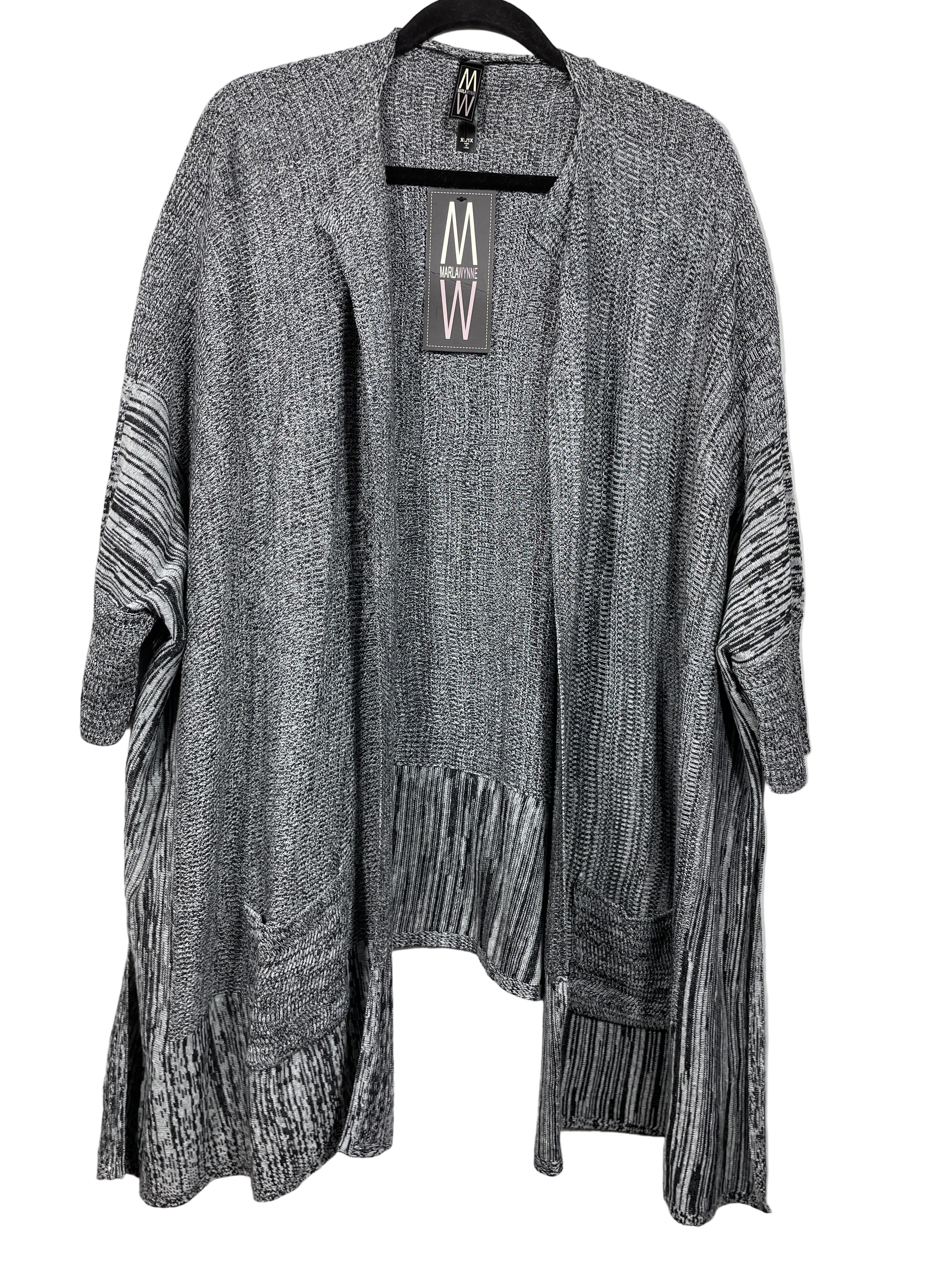 Marla Wynne grey open poncho cardigan front
