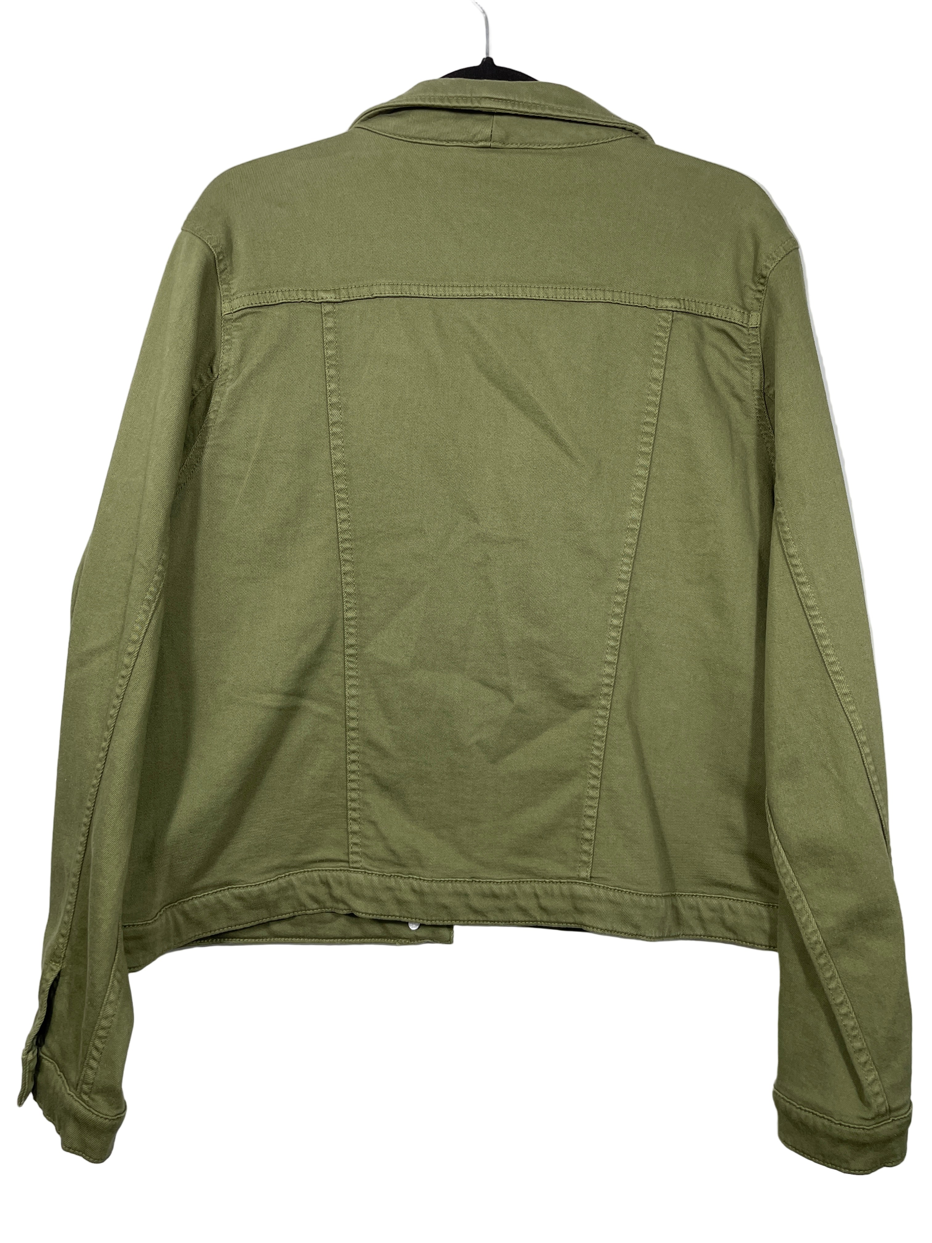 Contemporaine by Simons green denim jacket back view