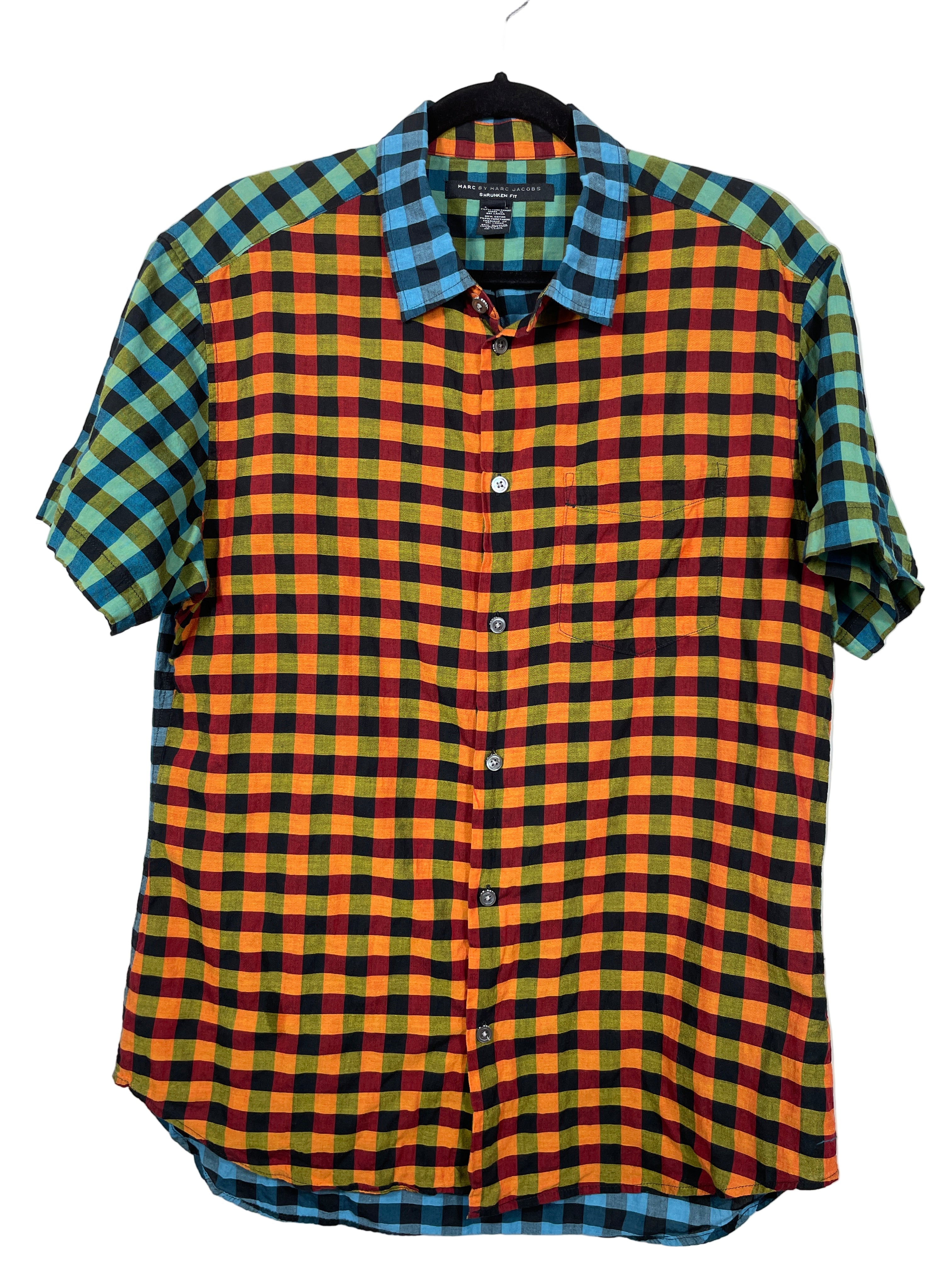 Marc by Marc Jacobs plaid short sleeve shirt front
