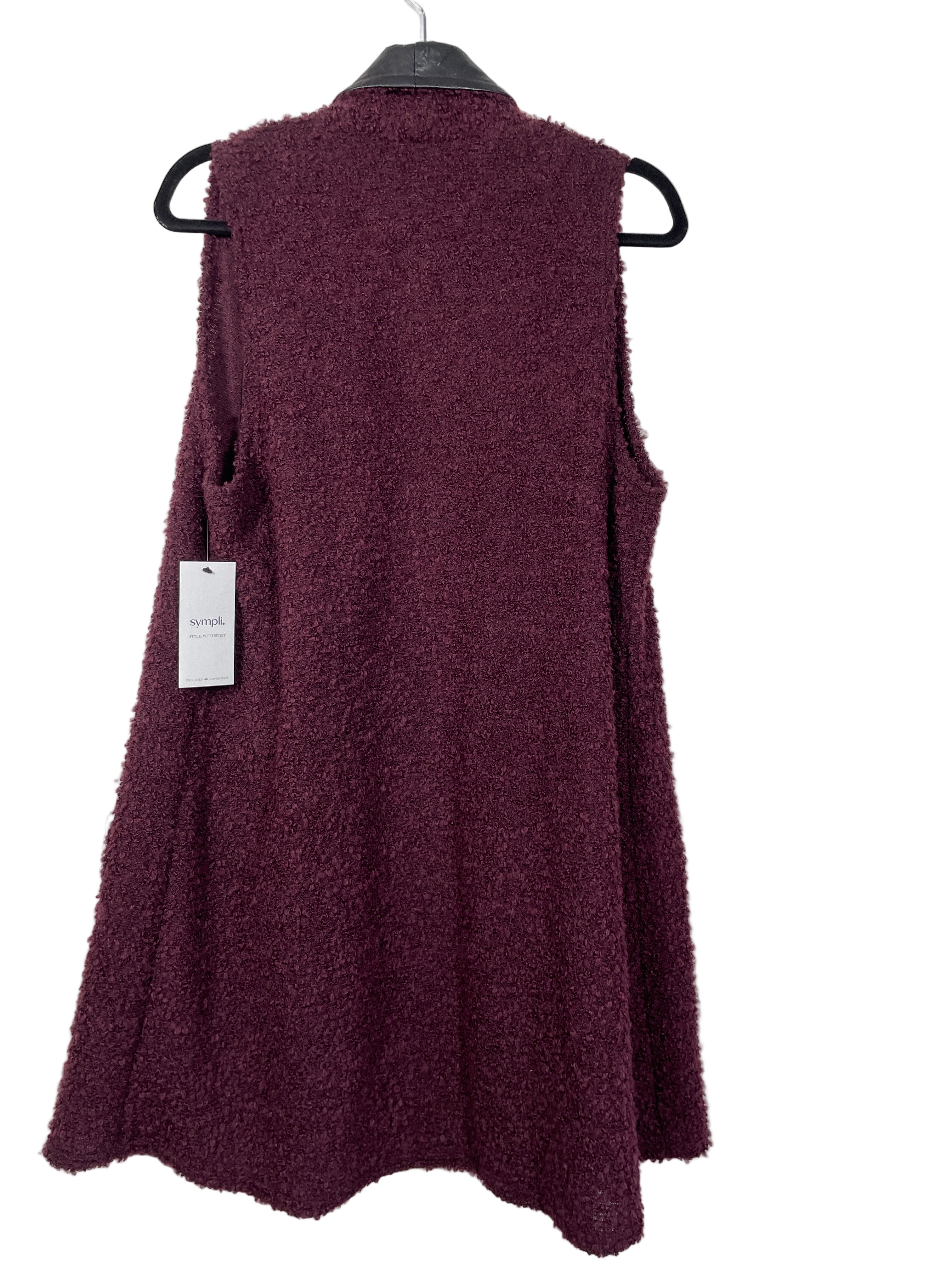 sympli burgundy textured long cardigan back view
