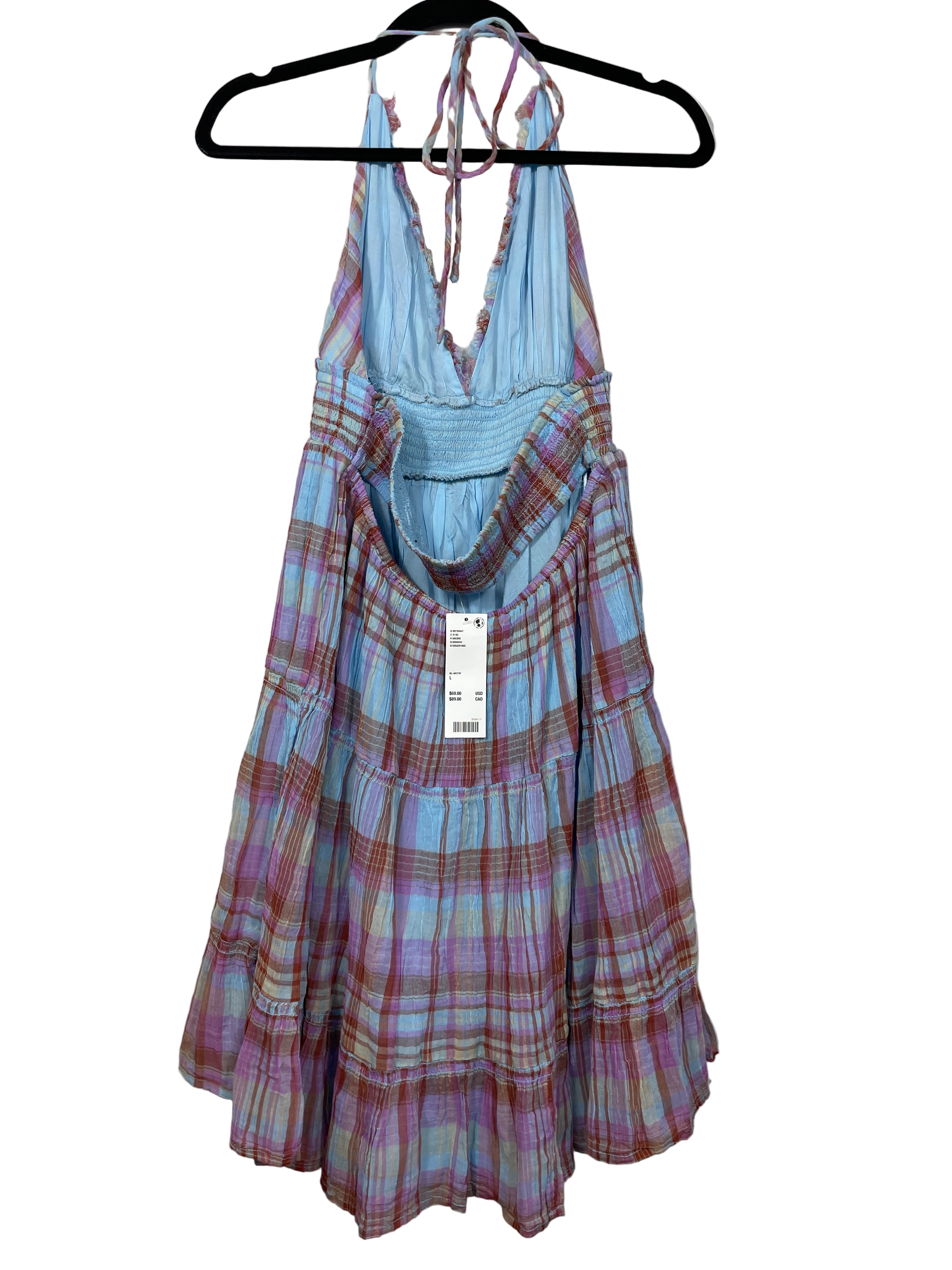 kimchi blue halter plaid dress back view
