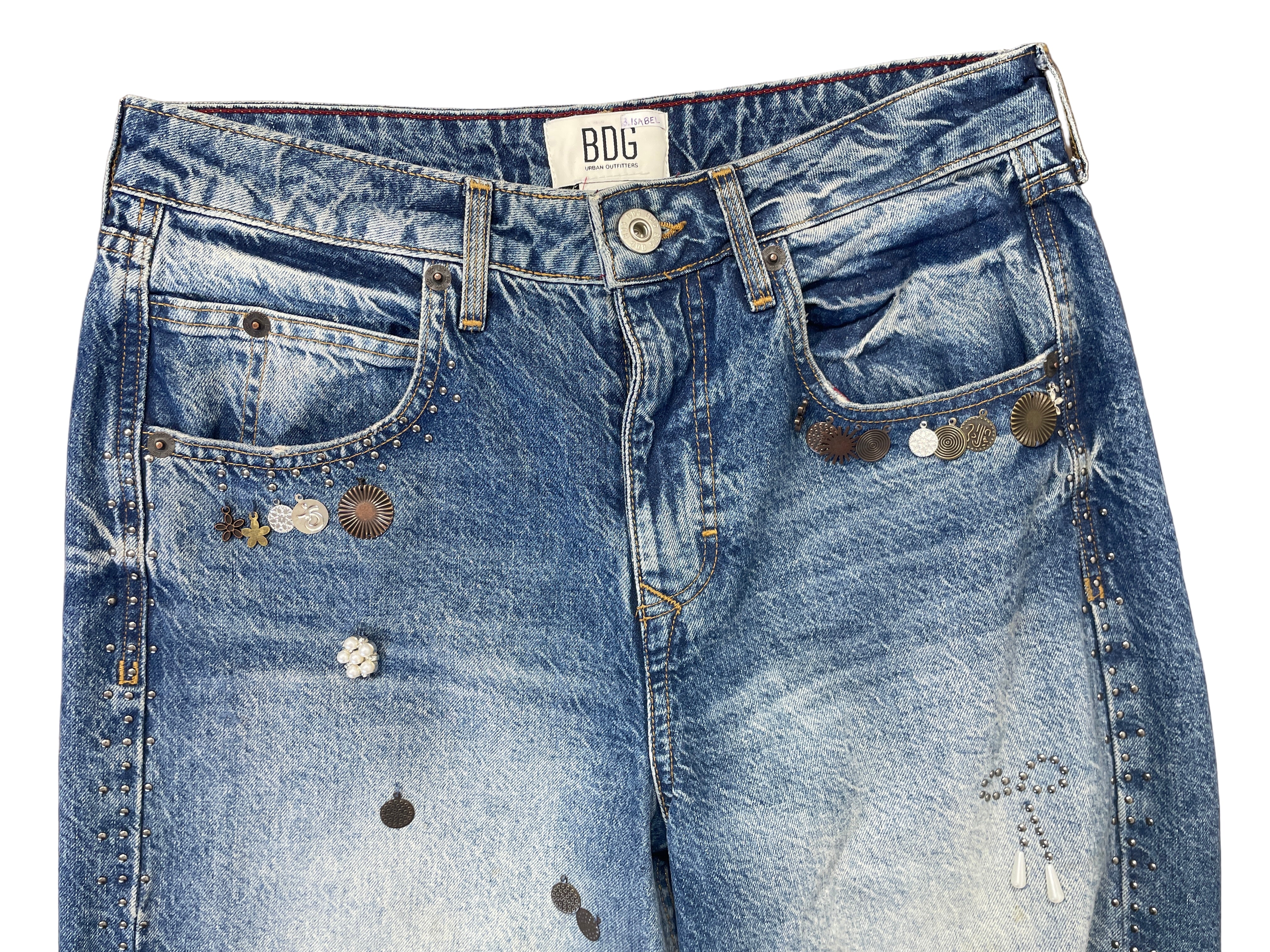 bdg urban outfitters embellished wide-leg jeans front view
